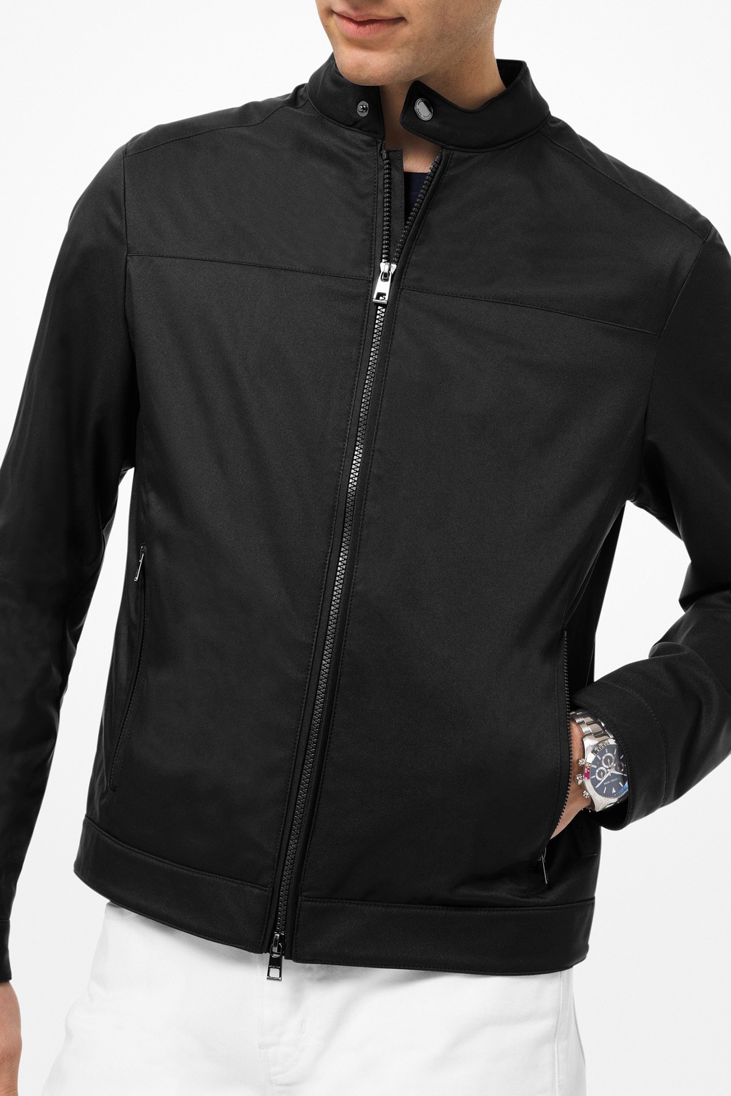 NYLON RACER JACKET IN BLACK 1