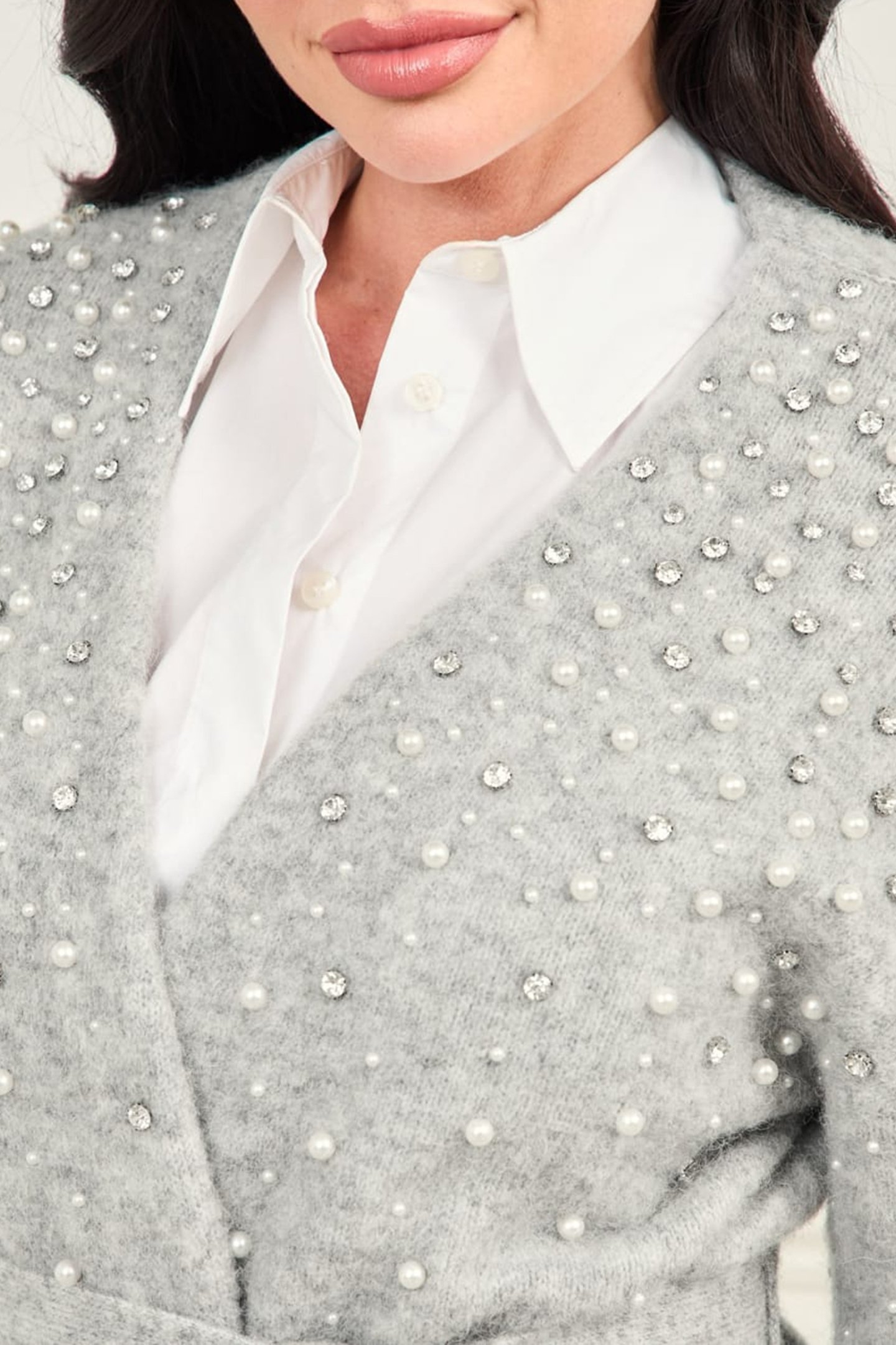 SIBILLA BELTED CARDI LIGHT STONE HEATHER 7