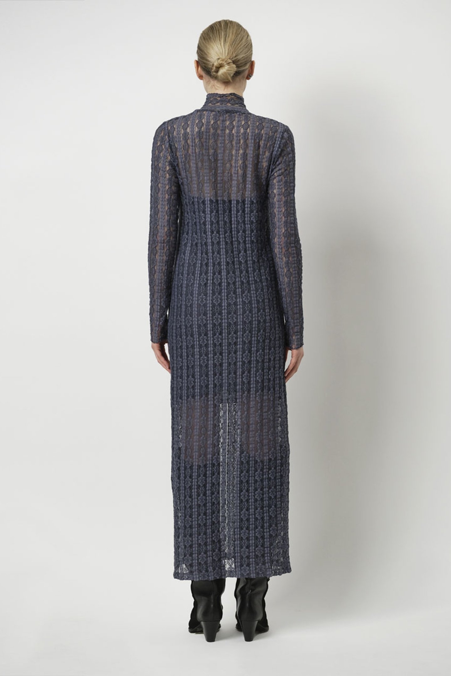 UNIQUE LACE MAXI DRESS ASH BLUE 2