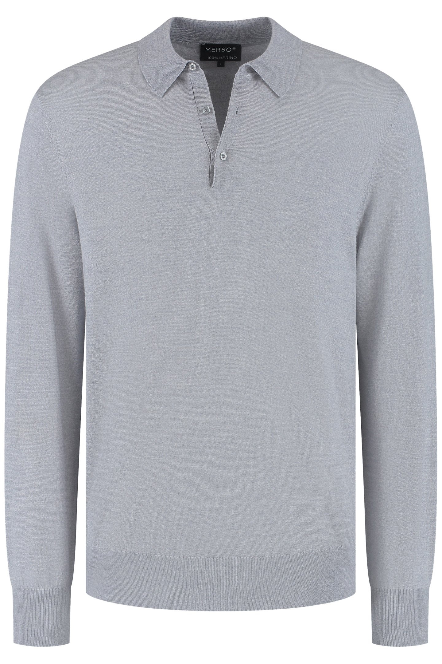 POLO LONG SLEEVE 100% MERINO MOONSTONE GREY 2