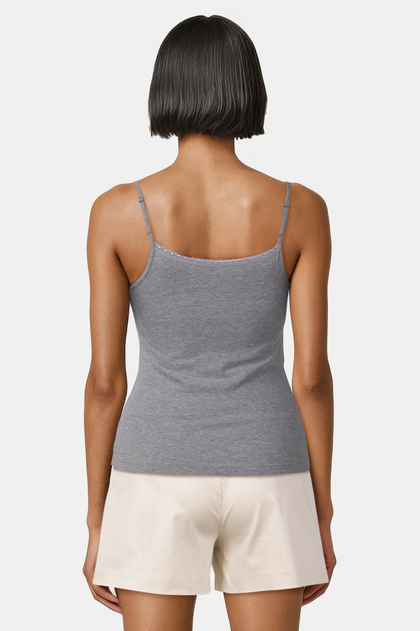 2 PACK CAMI WITH LAC WHITE/GREY HEATHER 3