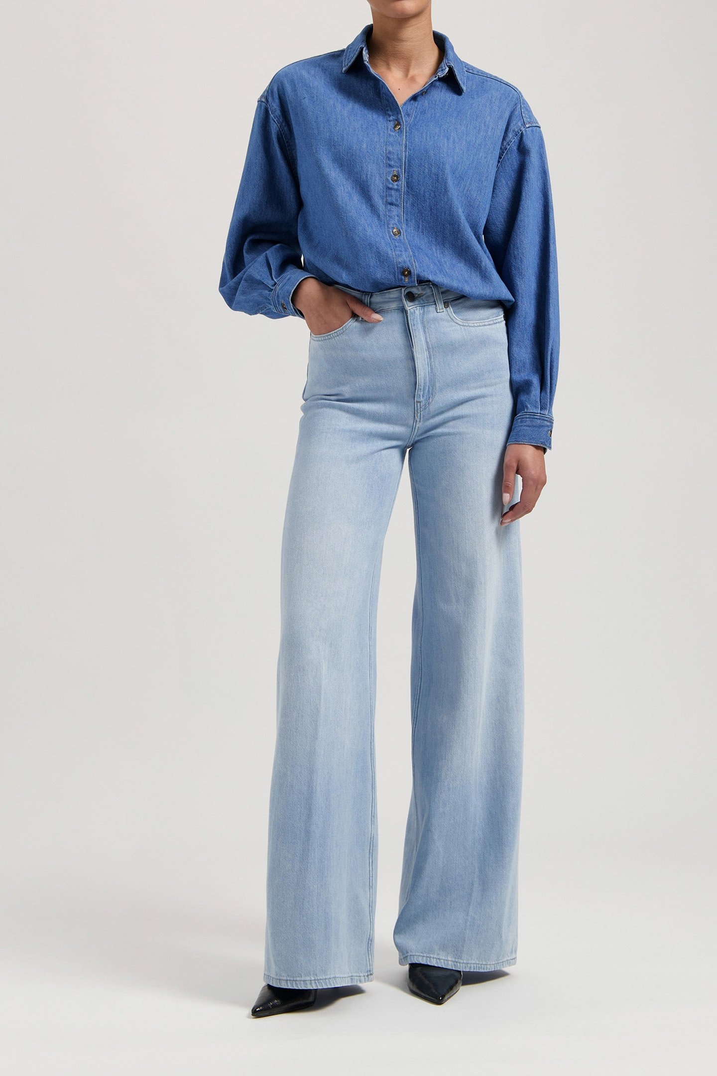 REESE DENIM SHIRT - MEDIUM STONE MEDIUM STONE 3