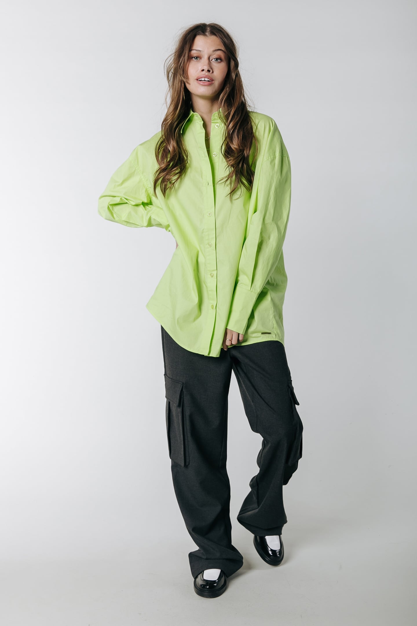 TALIA OVERSIZED BOYFRIEND BLOUSE NEON LIME 1