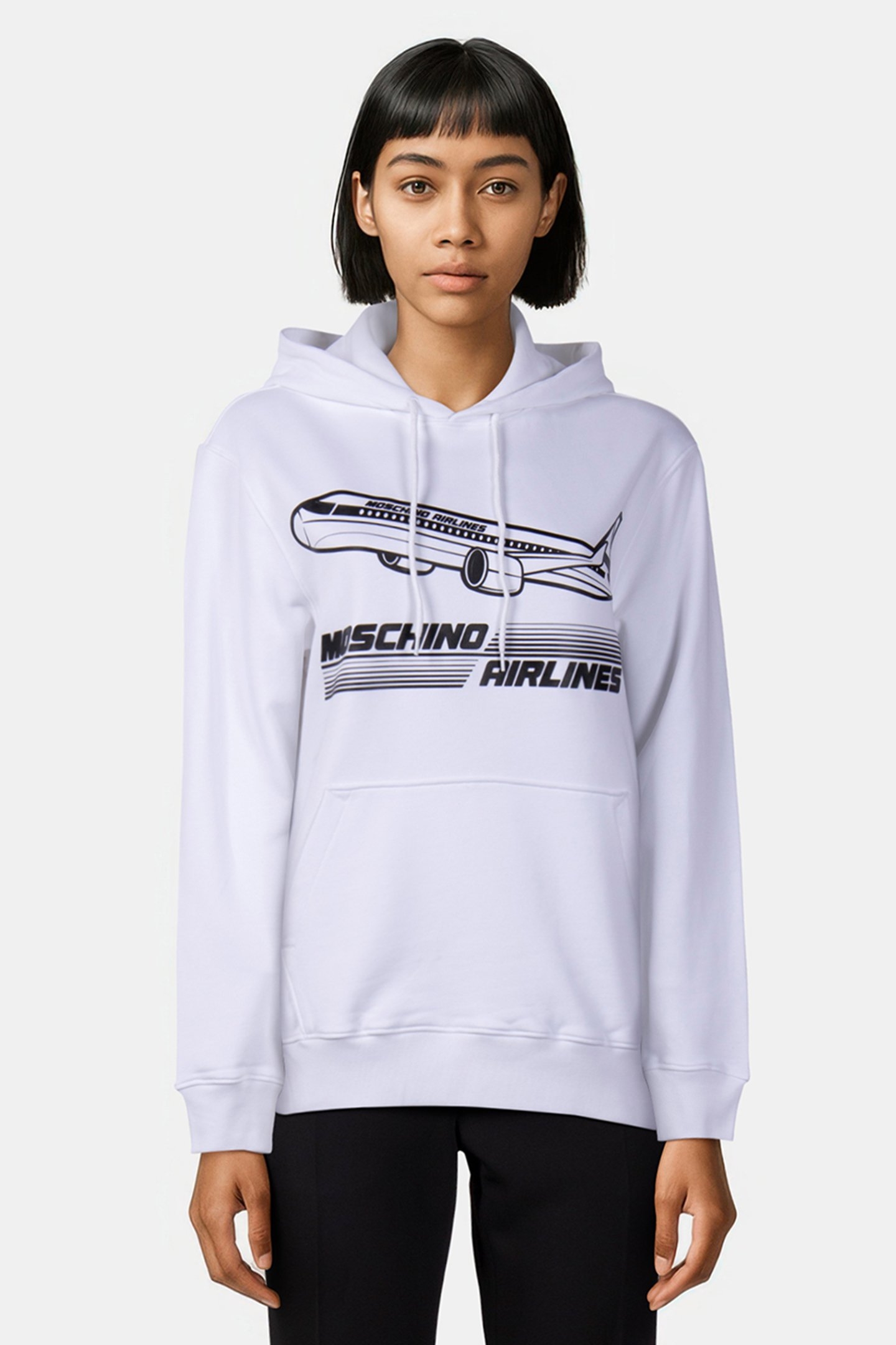 MOSCHINO AIRLINES ORGANIC COTTON SWEATSHIRT WHITE 1
