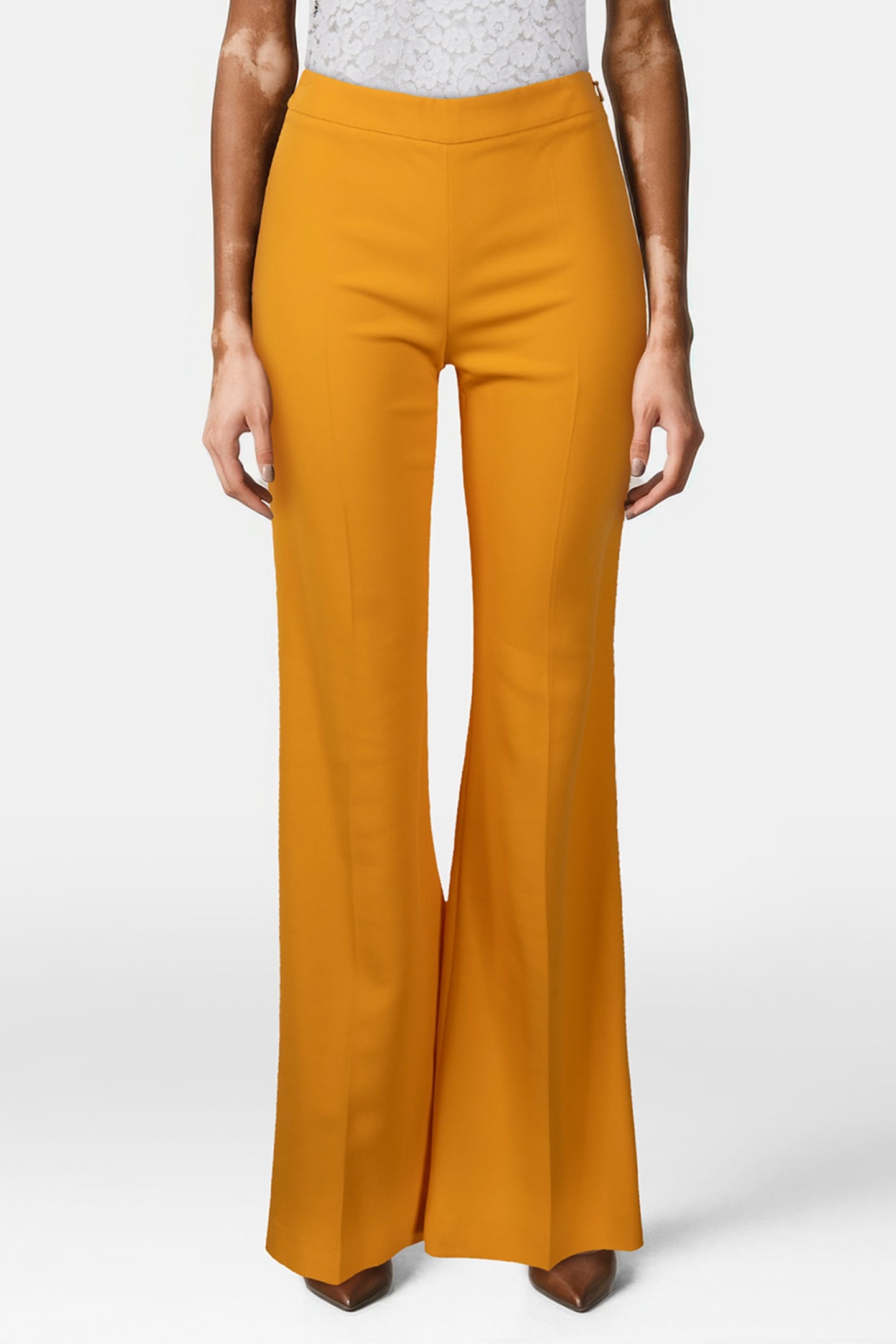 60'S CADY FLARED TROUSERS YELLOW 1