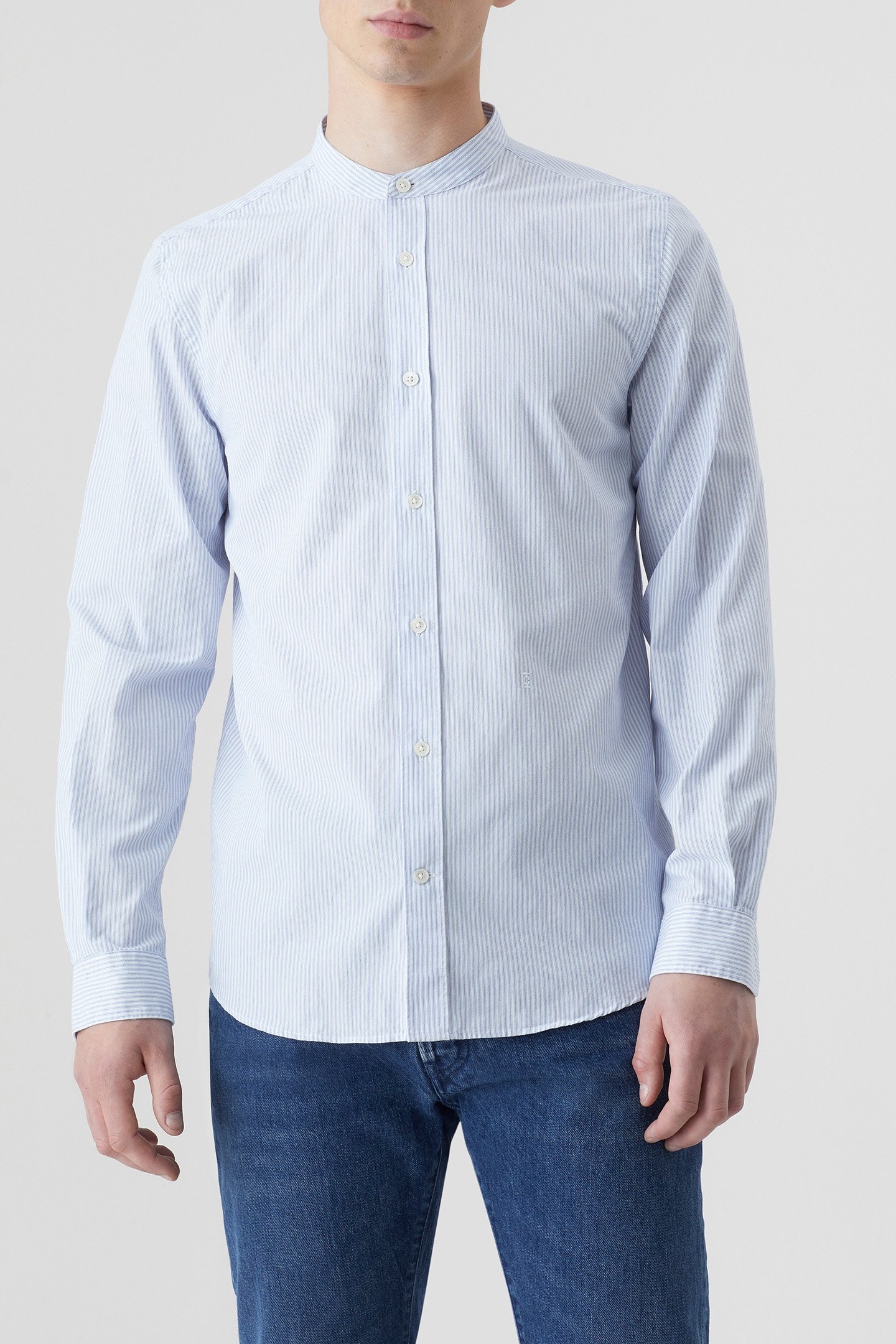 COLLARLESS SHIRT SHIRTS & BLOUSES OCEAN BLUE 1