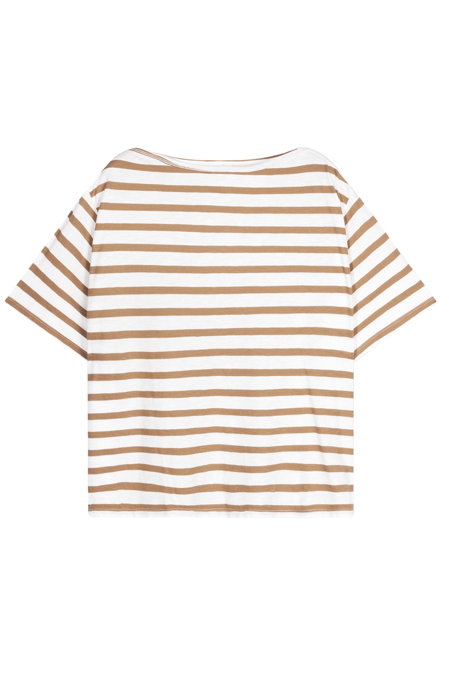 SHORT SLEEVE TEE STRIPES ECRU/CEDAR BROWN 4