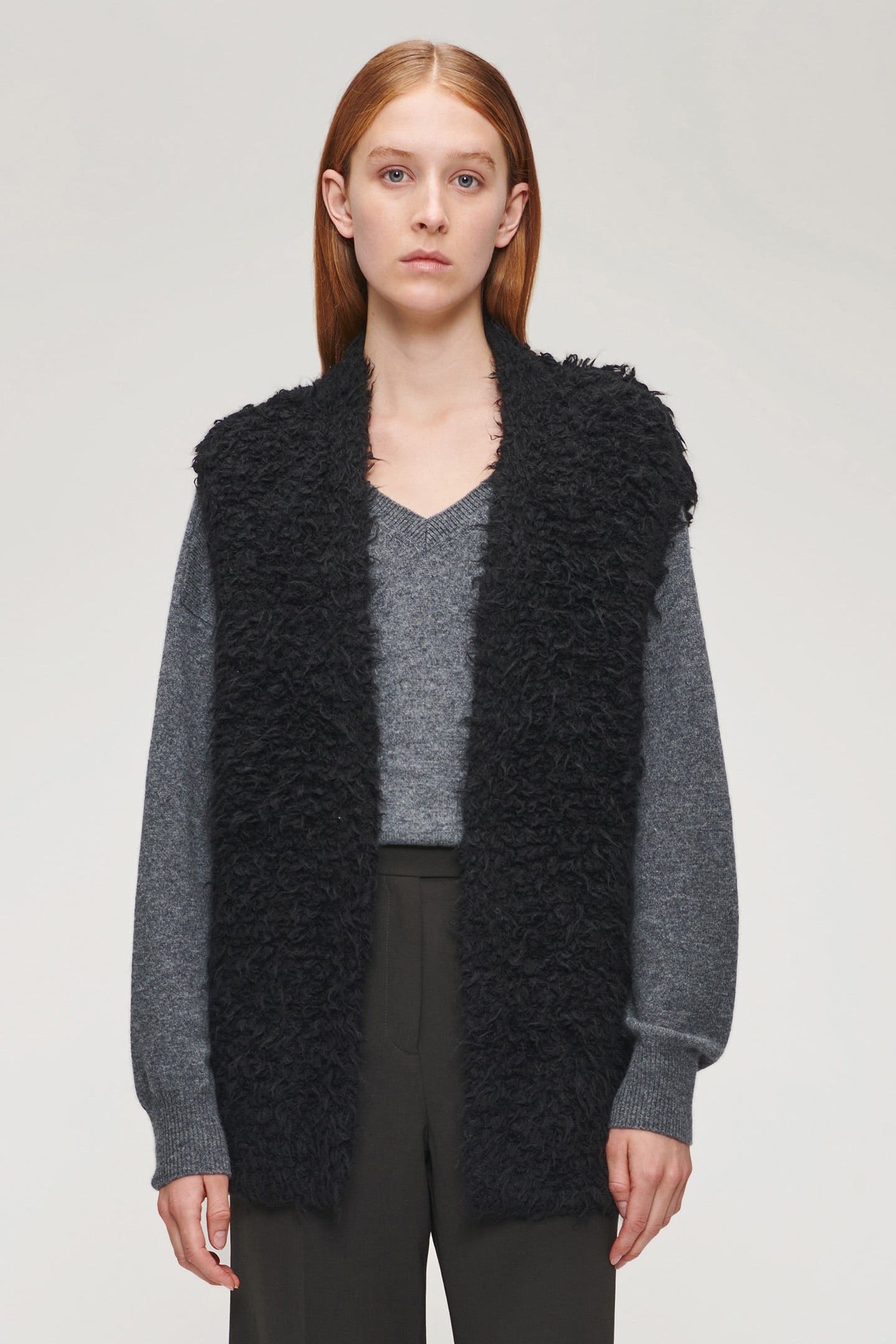 FURRY ALPACA KNITTED GILET BLACK 1