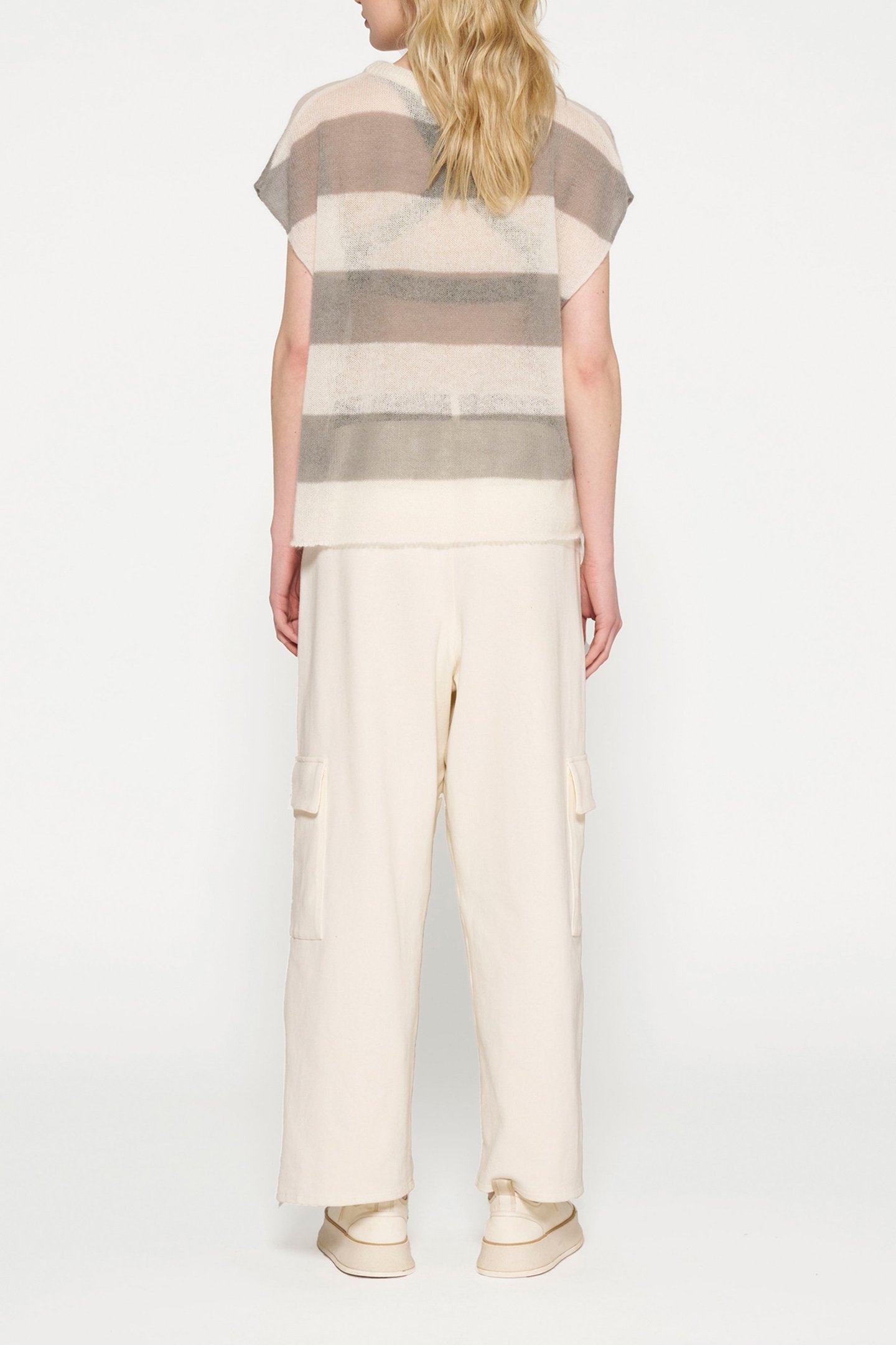 KNIT TOP STRIPES ECRU/SAGE 3