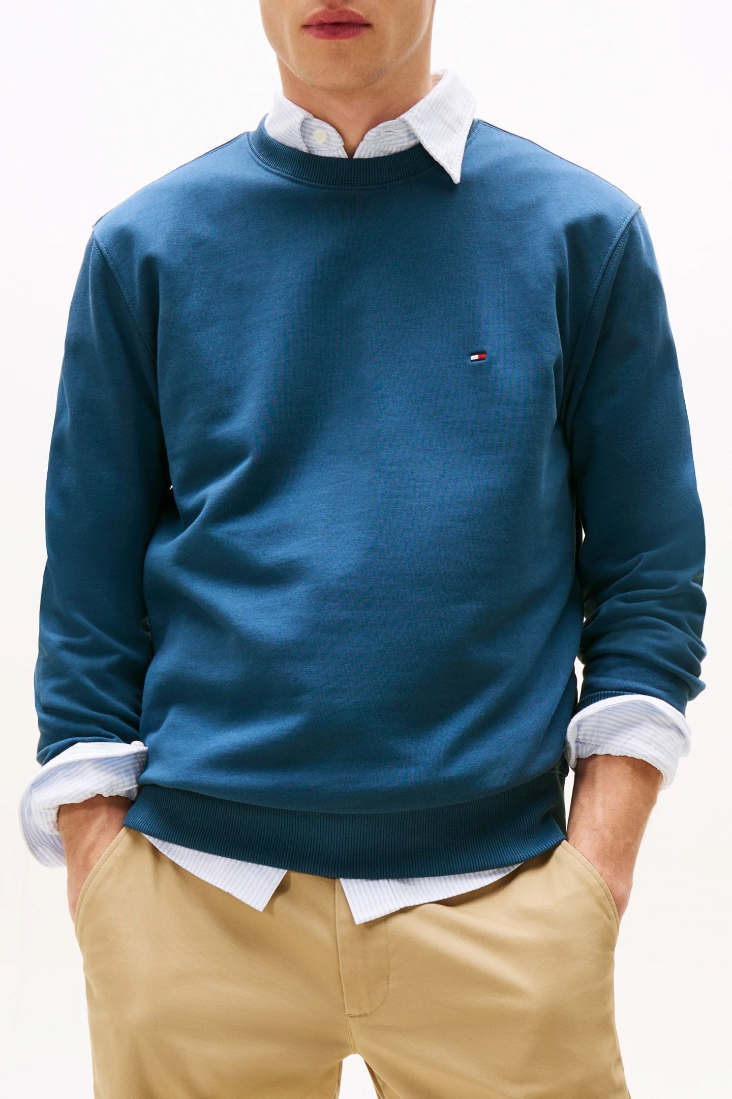 ESSENTIAL TERRY CREW REGULAR FIT SWEATSHIRT AEGEAN SEA GREY 1