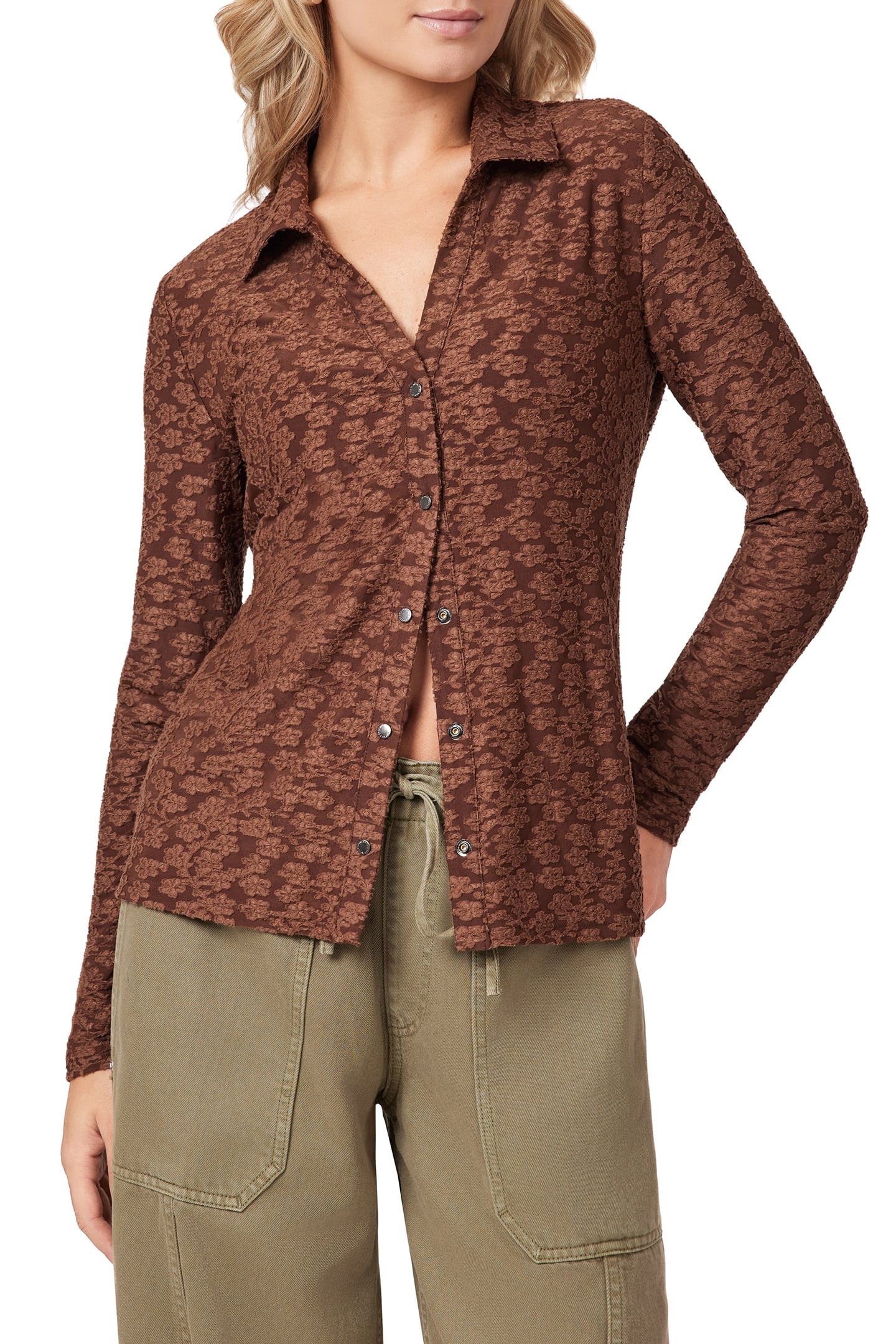 SNAP FRONT CARDIGAN FONDUE FUDGE 1