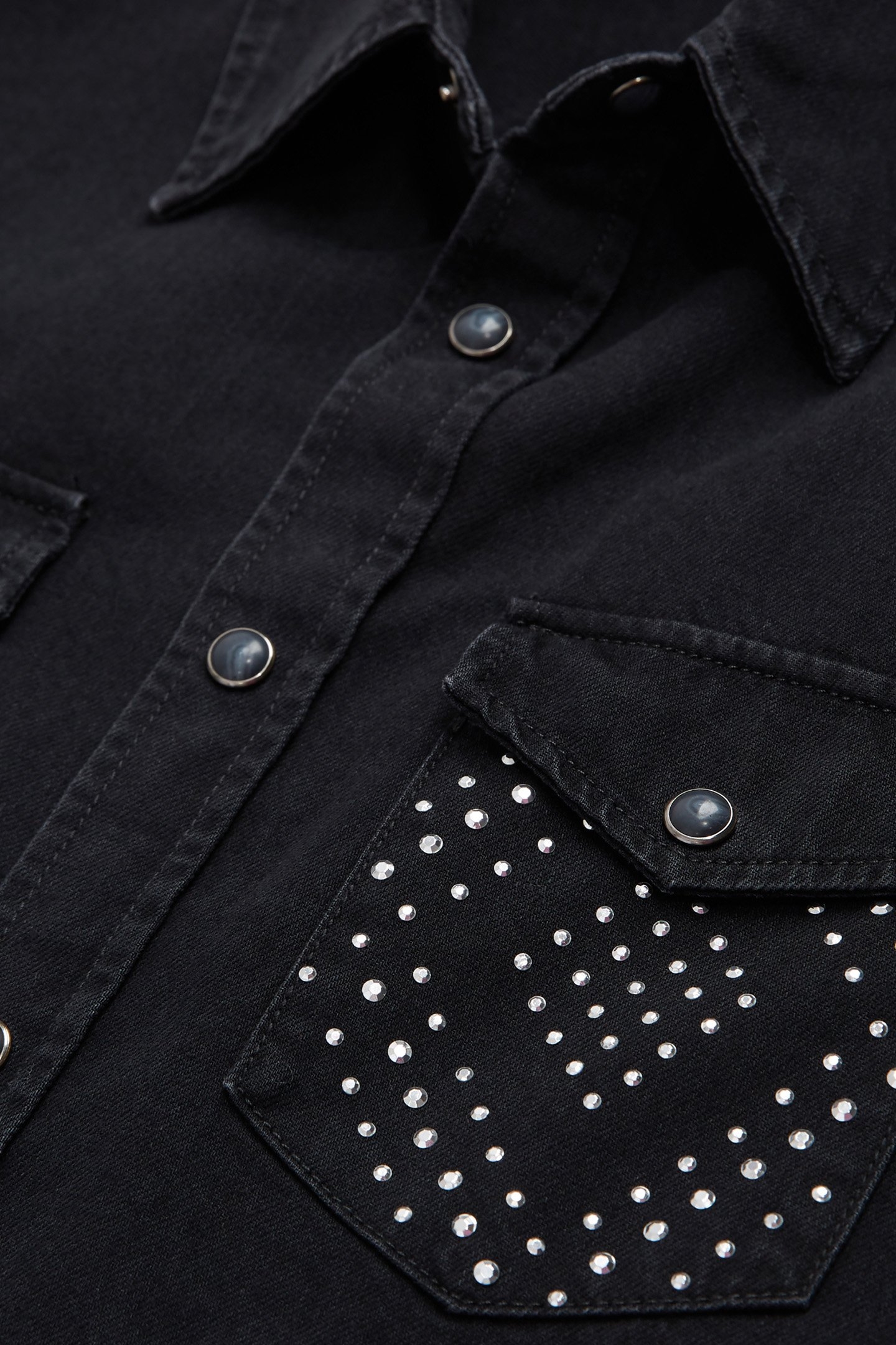 WESTERN BLACK DENIM SHIRT WITH STUD 2