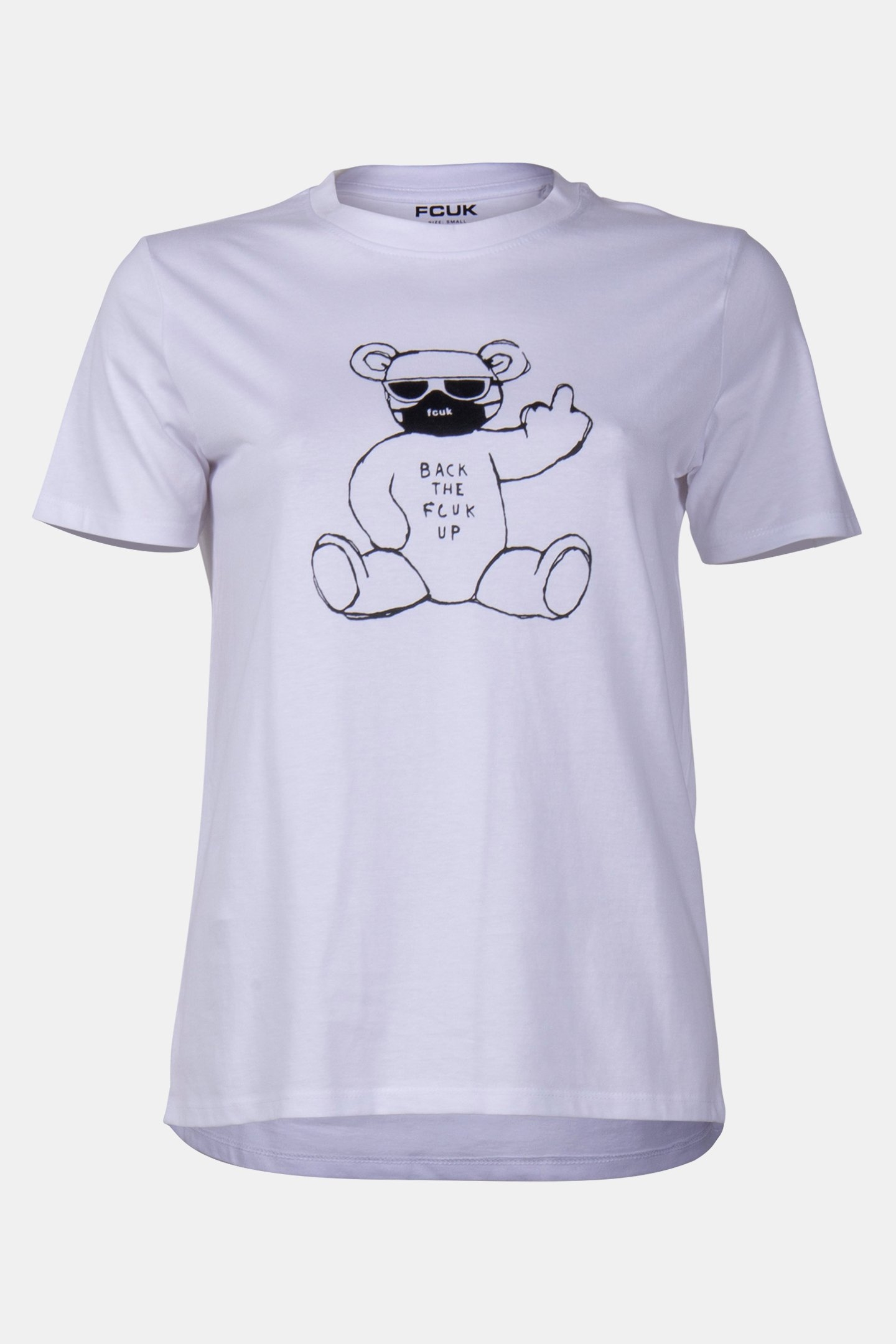 FCUK BACK UP BEAR TEE WHITE/BLACK 4