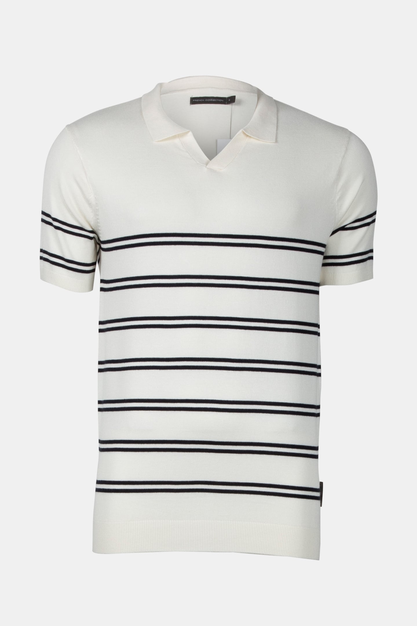 LUX TROPHY STRIPE SHORT SLEEVE ECRU/MARINE 4