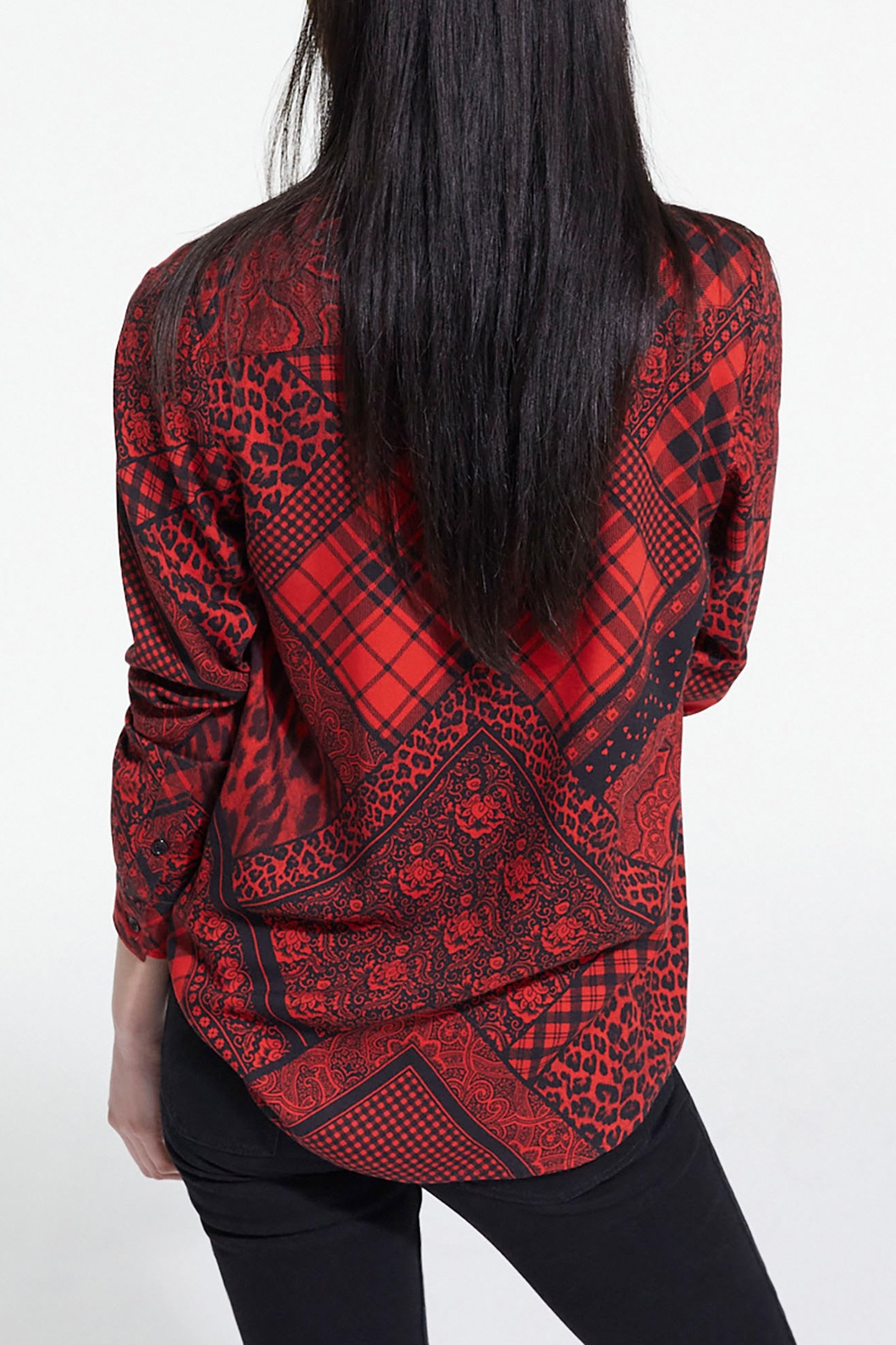 SHIRT WITH BUTTON PLACKET DETAIL RED/BLACK 2