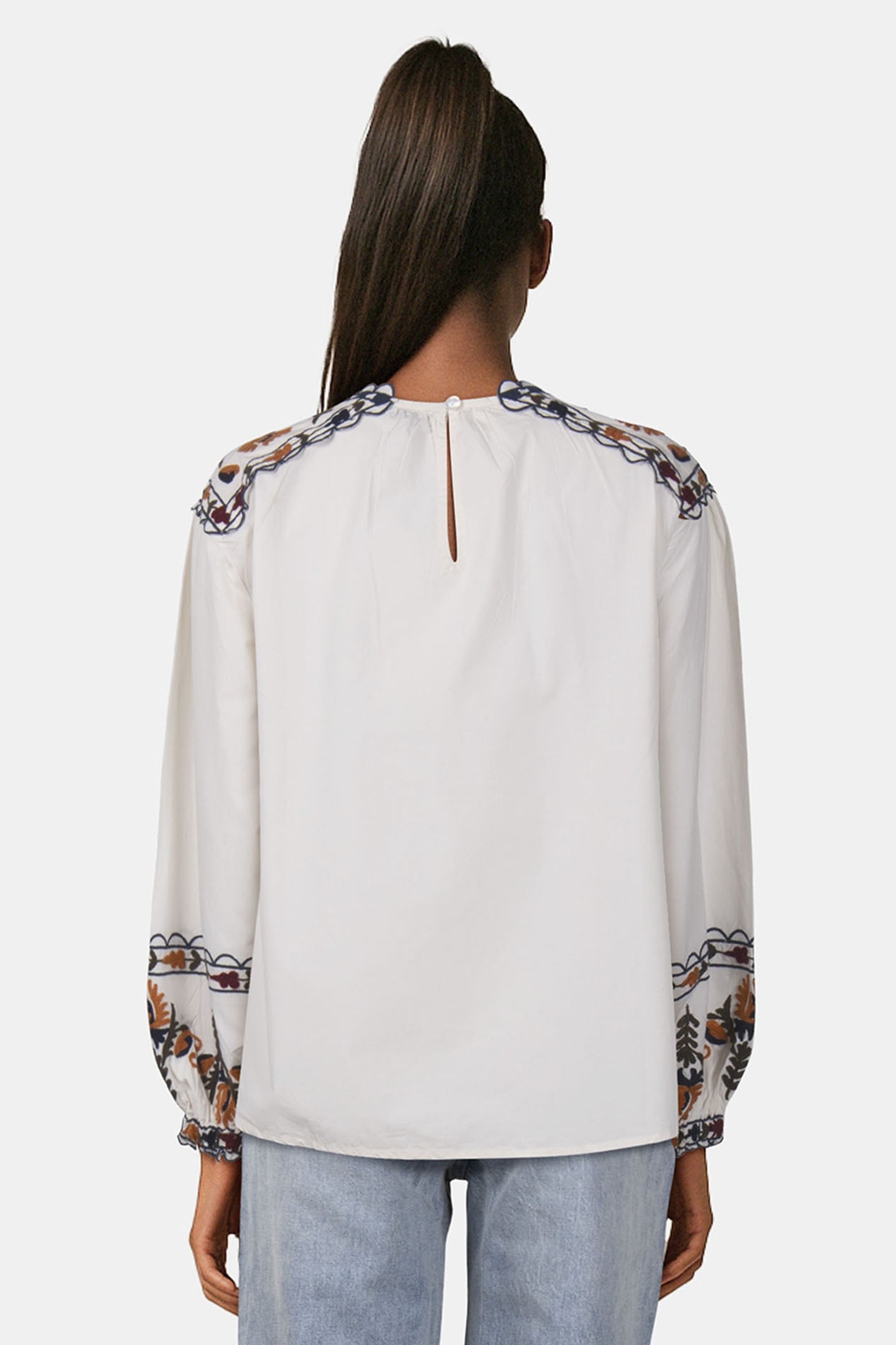 TOP EMBROIDERED COTTON IVORY 2