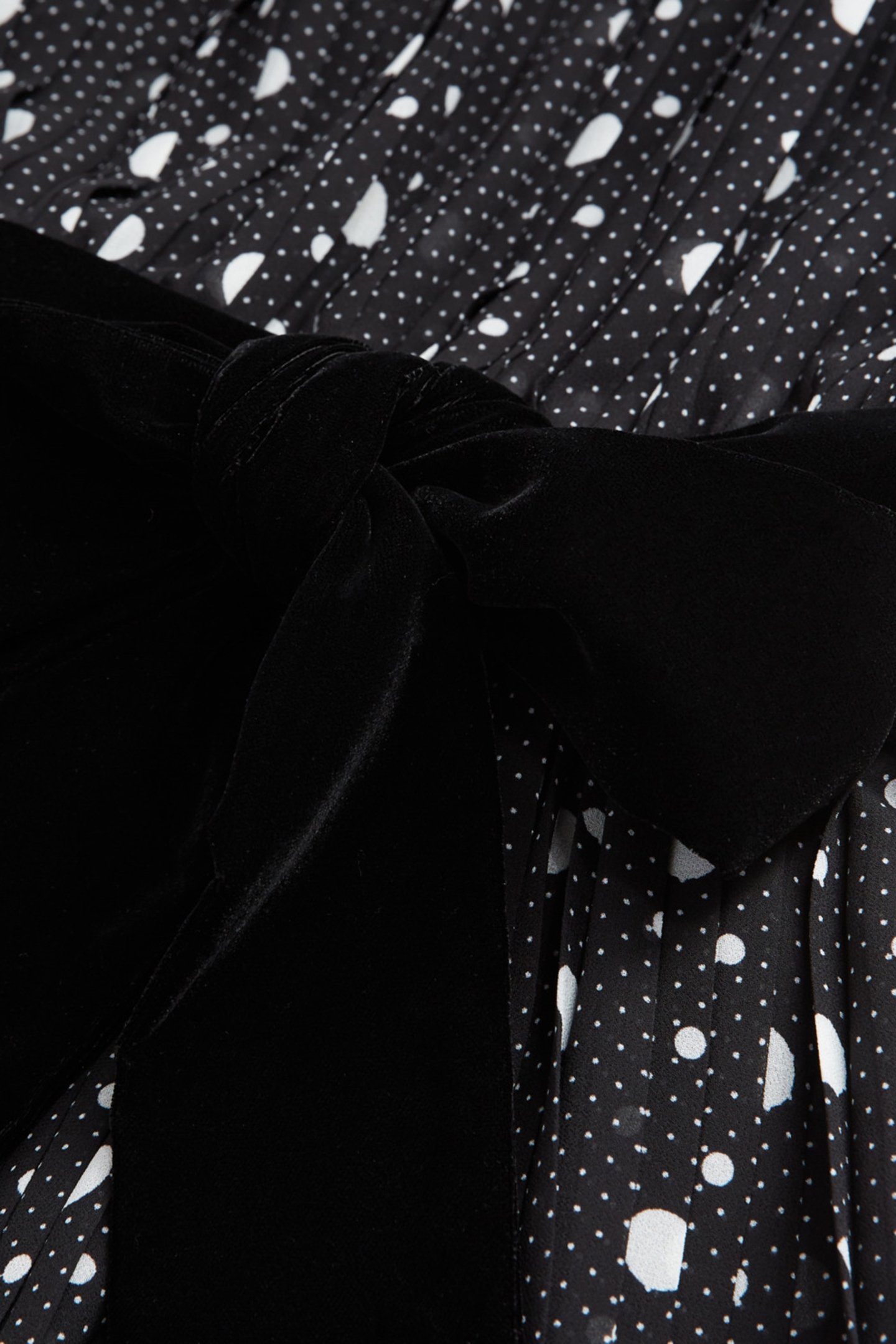 LONG PLEATED DRESS WITH POLKA DOTS BLACK-ECRU 5