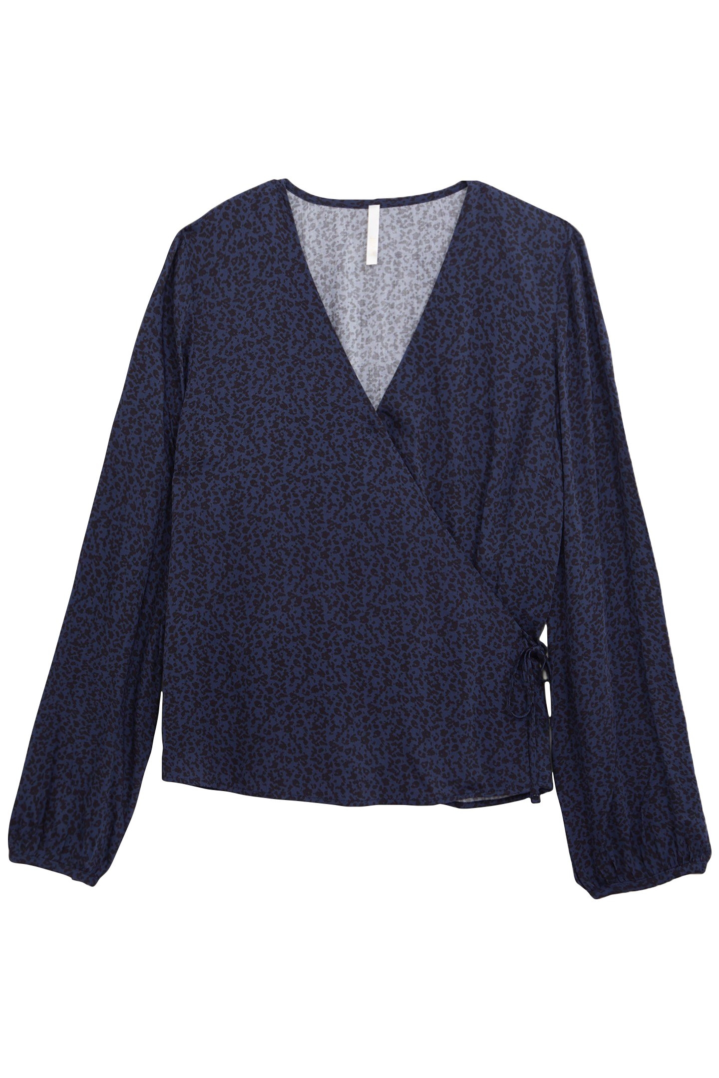 NAVY BLOUSE WITH MICRO LEOPARD PRINT 4
