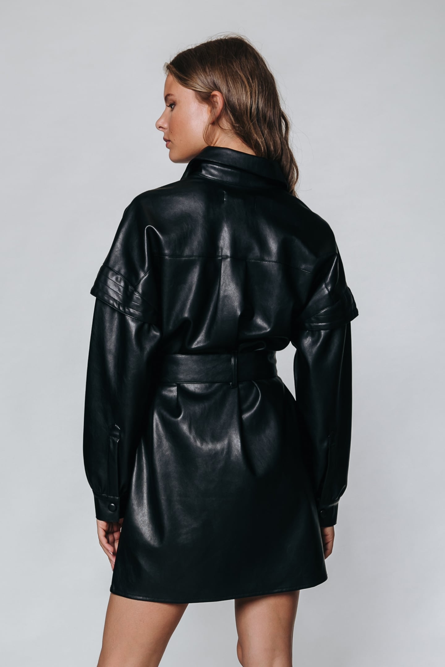 DARIN VEGAN LEATHER DRESS BLACK 2