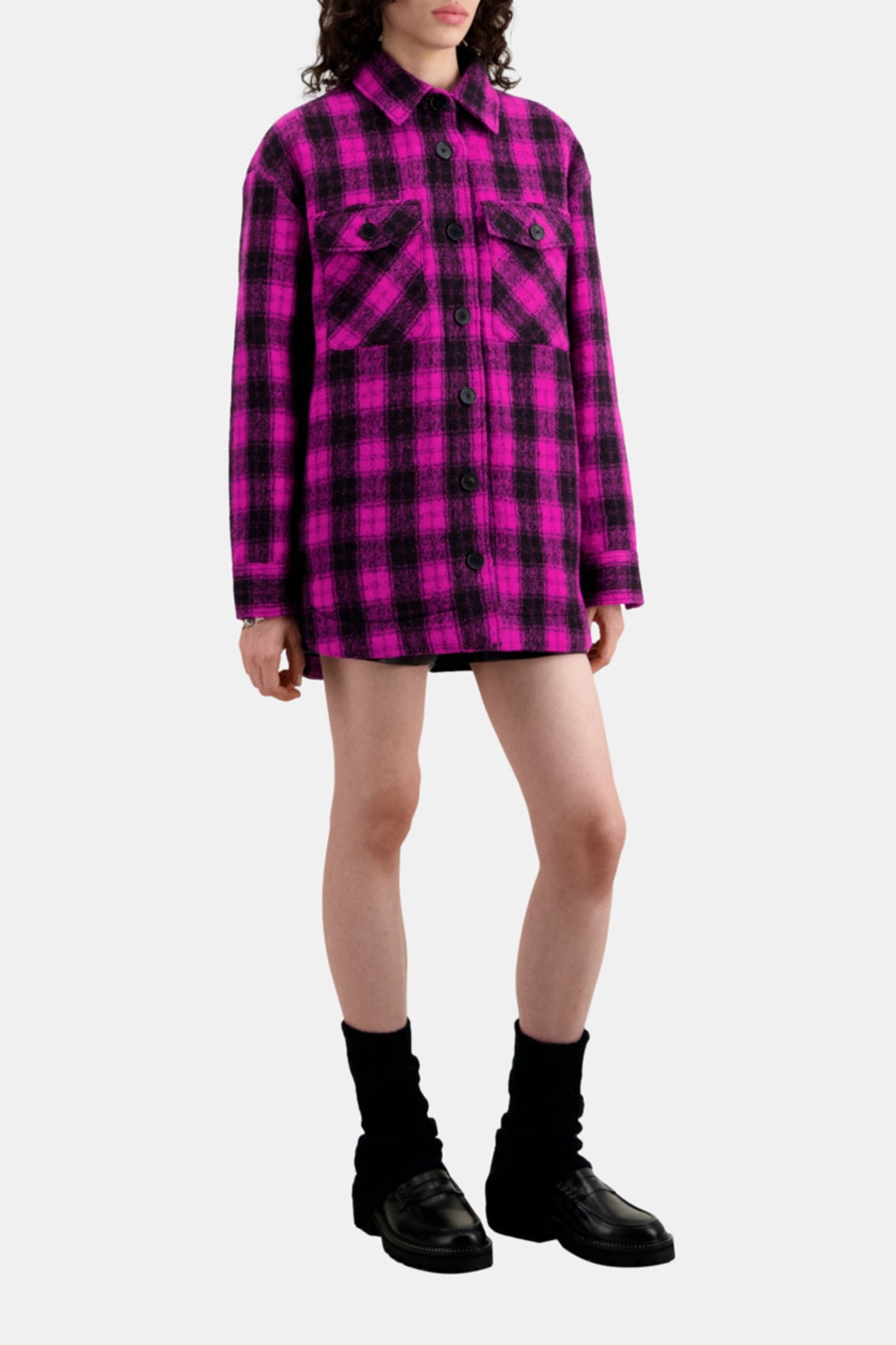 OVERSHIRT WITH QUILTED SIDE POCKETS PINK BLACK 4