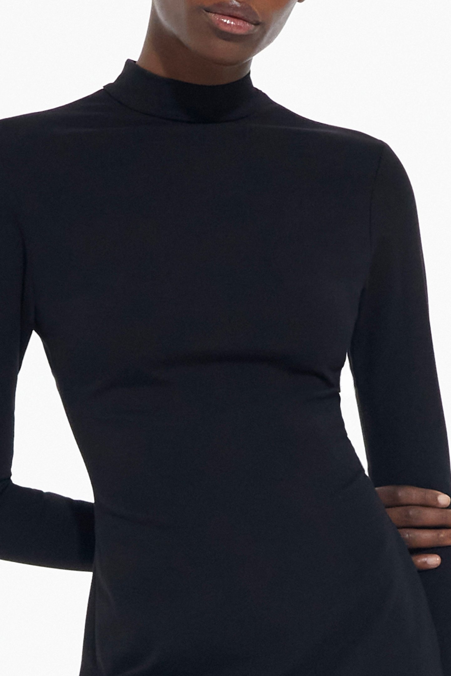 FITTED DRESS WITH PLUMETIS DETAIL ON THE BACK BLACK 5