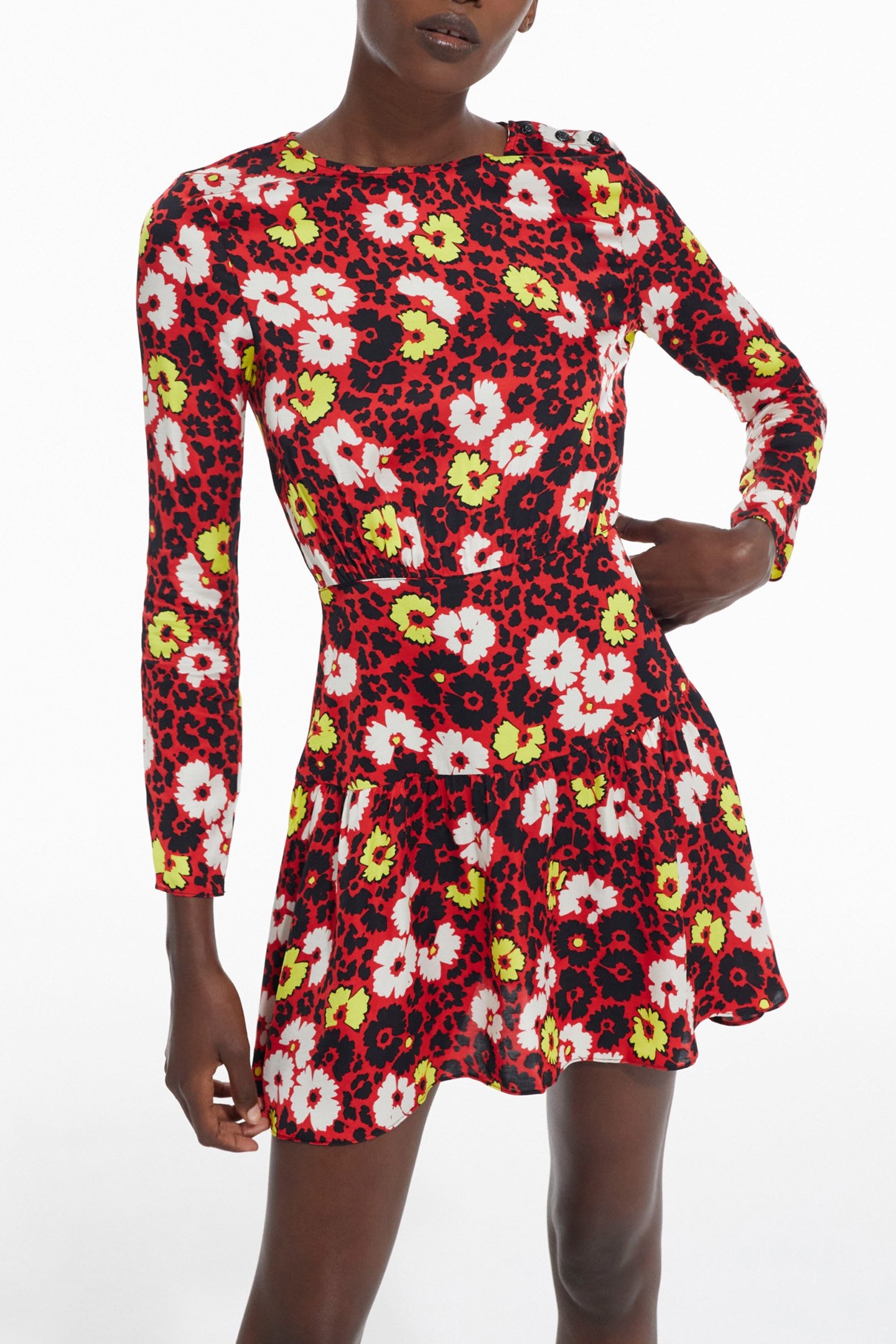 WILD BLOSSOM SHORT DRESS RED/YELLOW 1