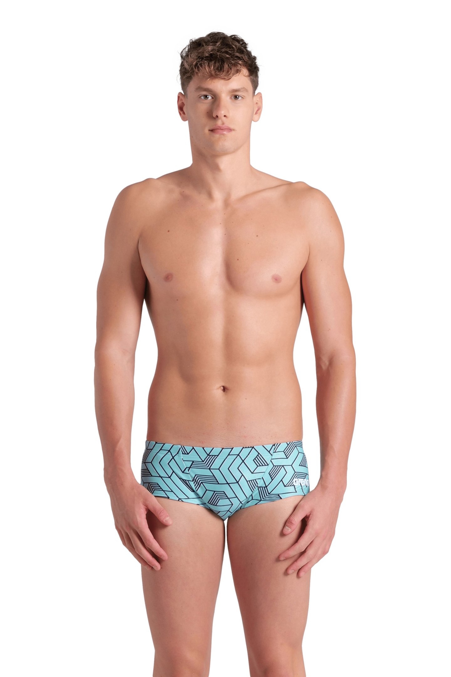 MEN'S ARENA ESCAPE SWIM LOW WAIST SHORT BLACK WATER BLUE MUL 1
