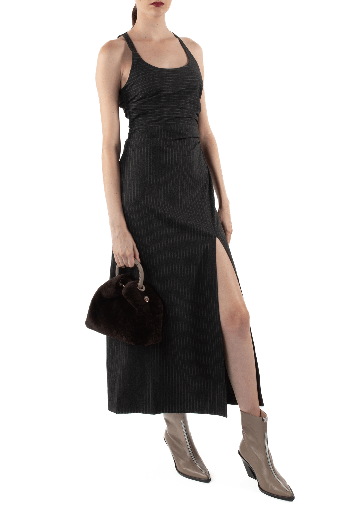 STRAPS DRESS GREY LILAC 3