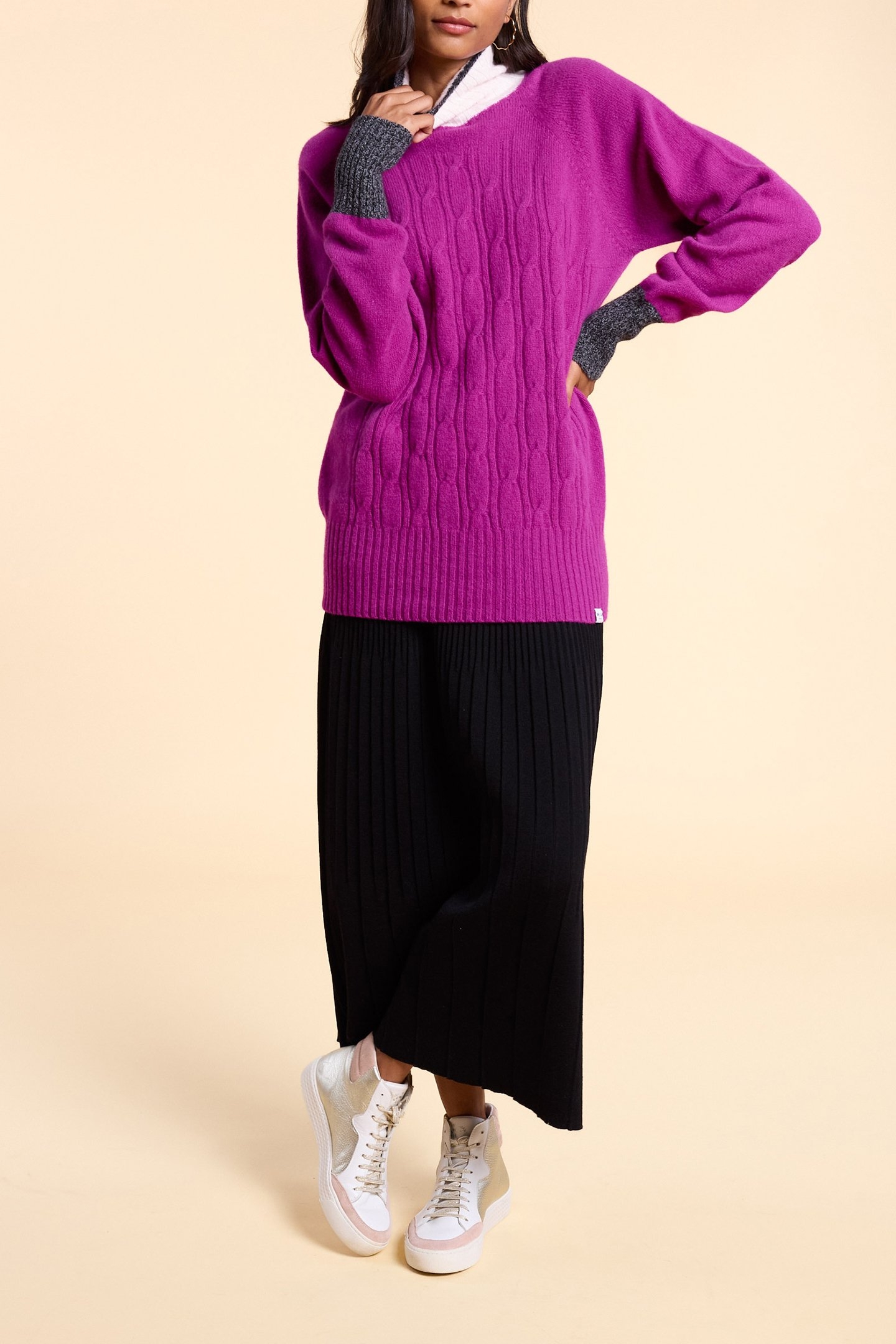 LAFRANÇAISE MAGENTA KNITTED SWEATER WITH TWISTS MAGENTA 3
