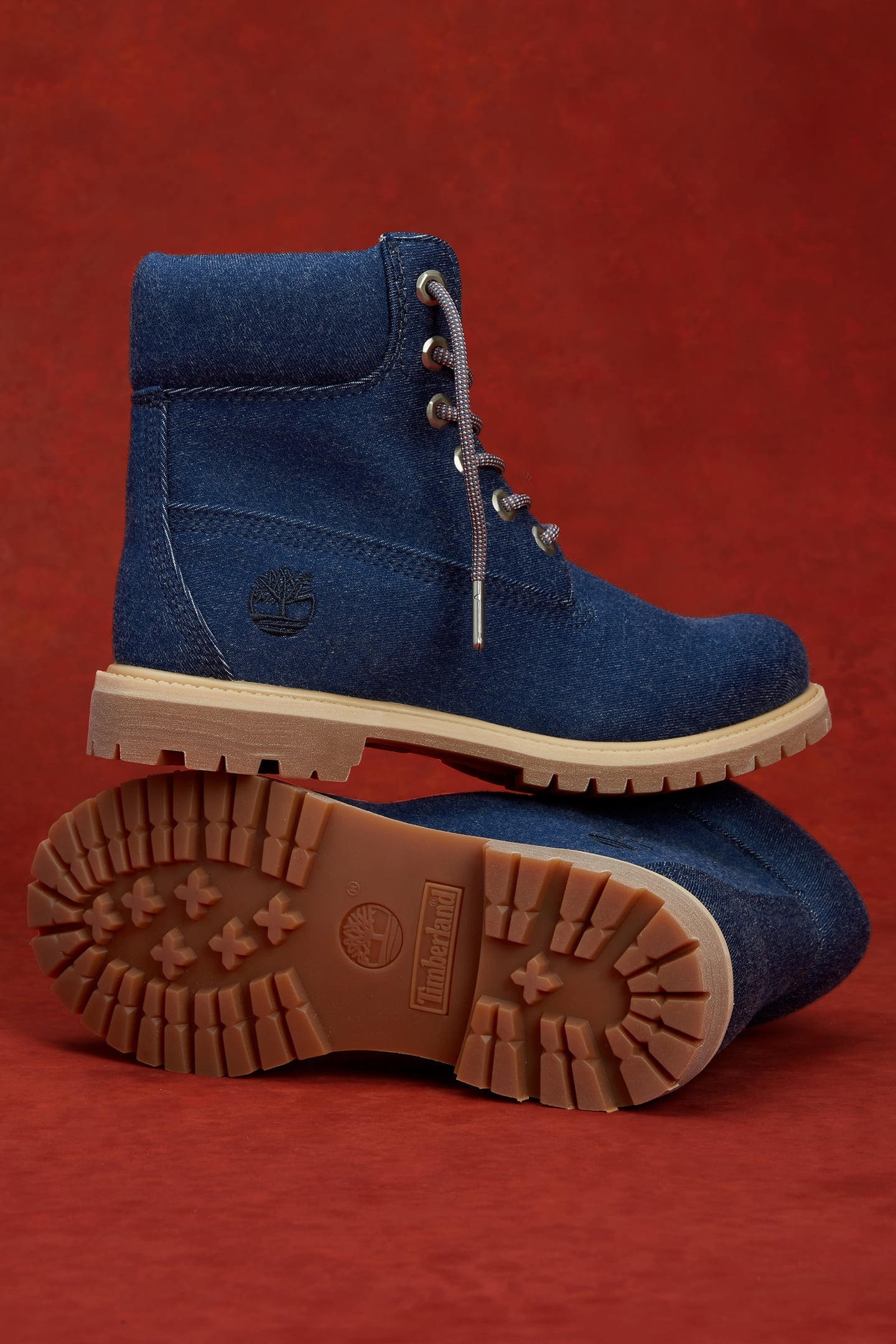 TIMBERLAND PREMIUM 6 INCH LACE UP BOOT DARK BLUE CANVAS 2