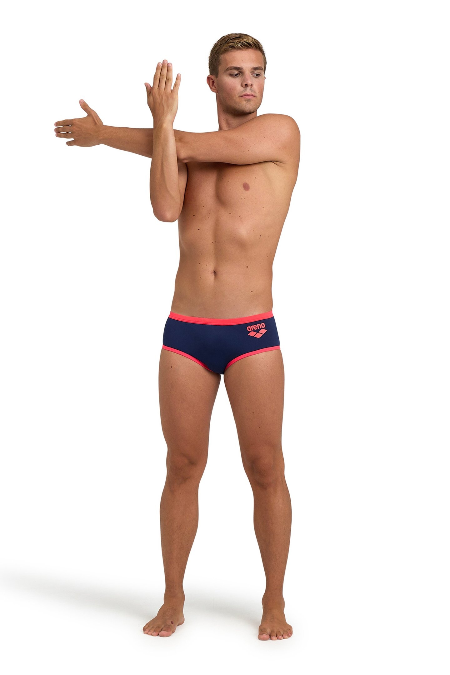 MEN'S ARENA ONE 12CM SWIM BRIEFS BIG LOG NAVY FLUO RED 3