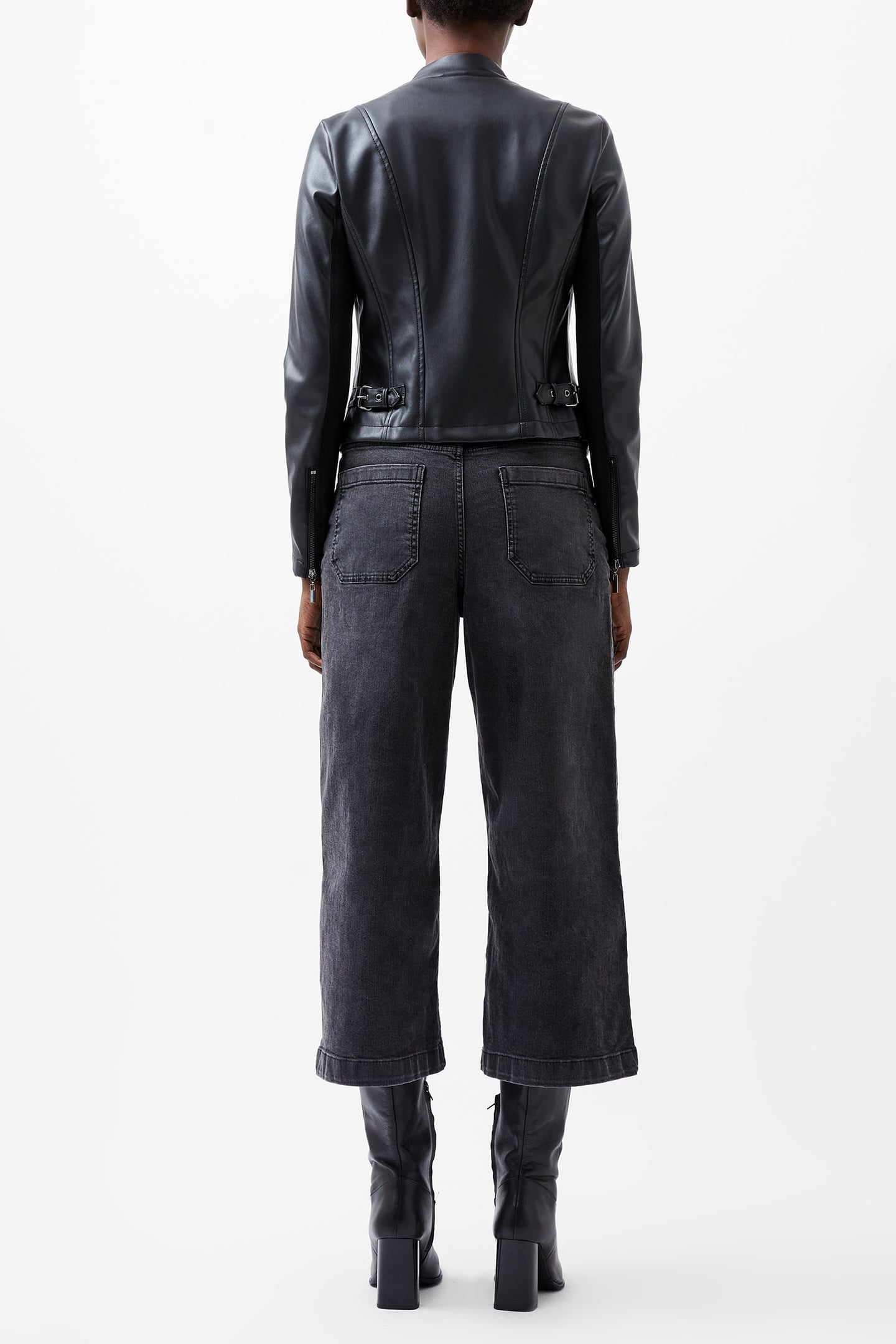 STEPHANIE PU WATERFALL FRNT JK BLACK 3