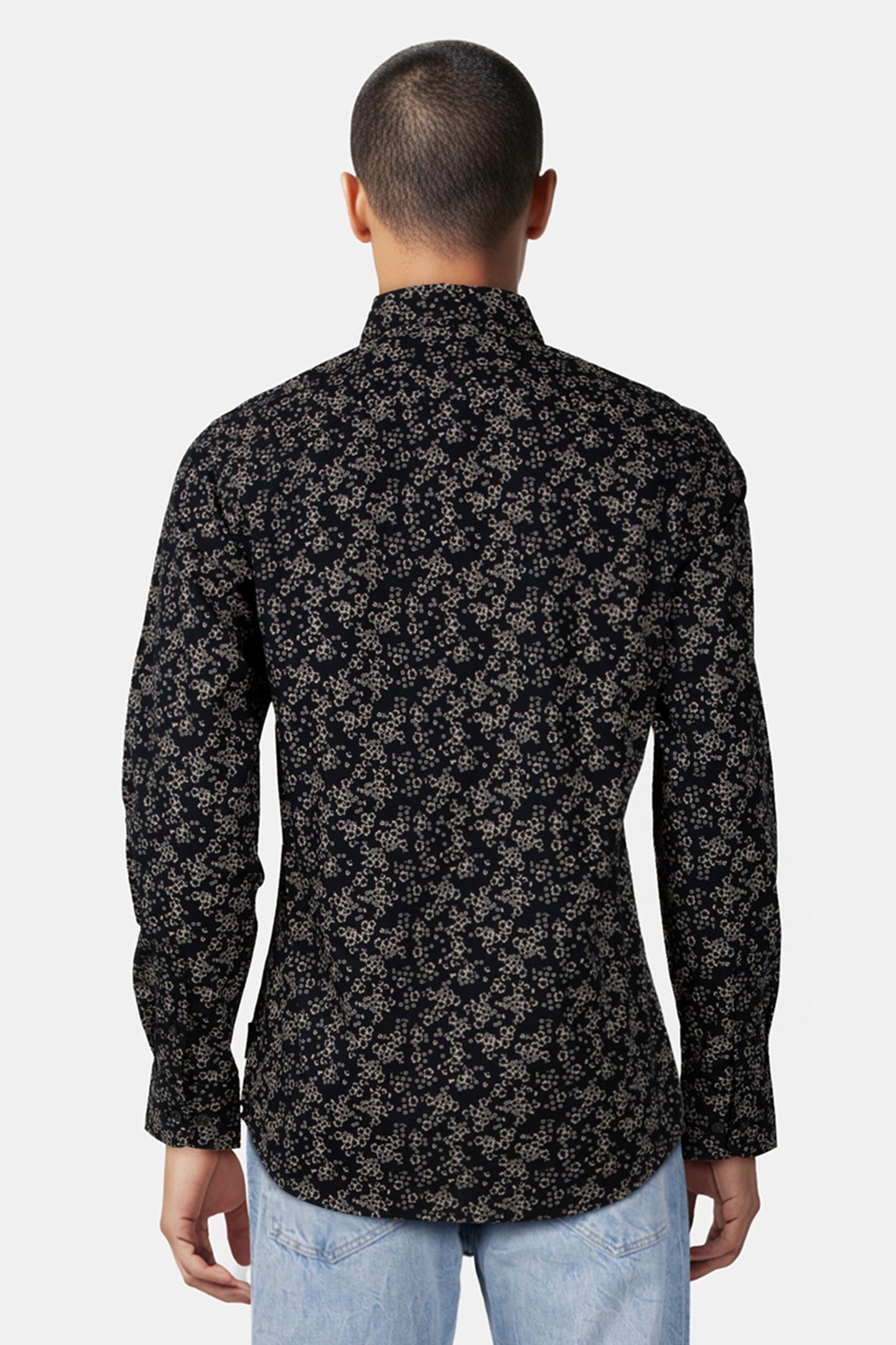 FLORAL CUT LONG SLEEVE SHIRT BLACK/STONE 2