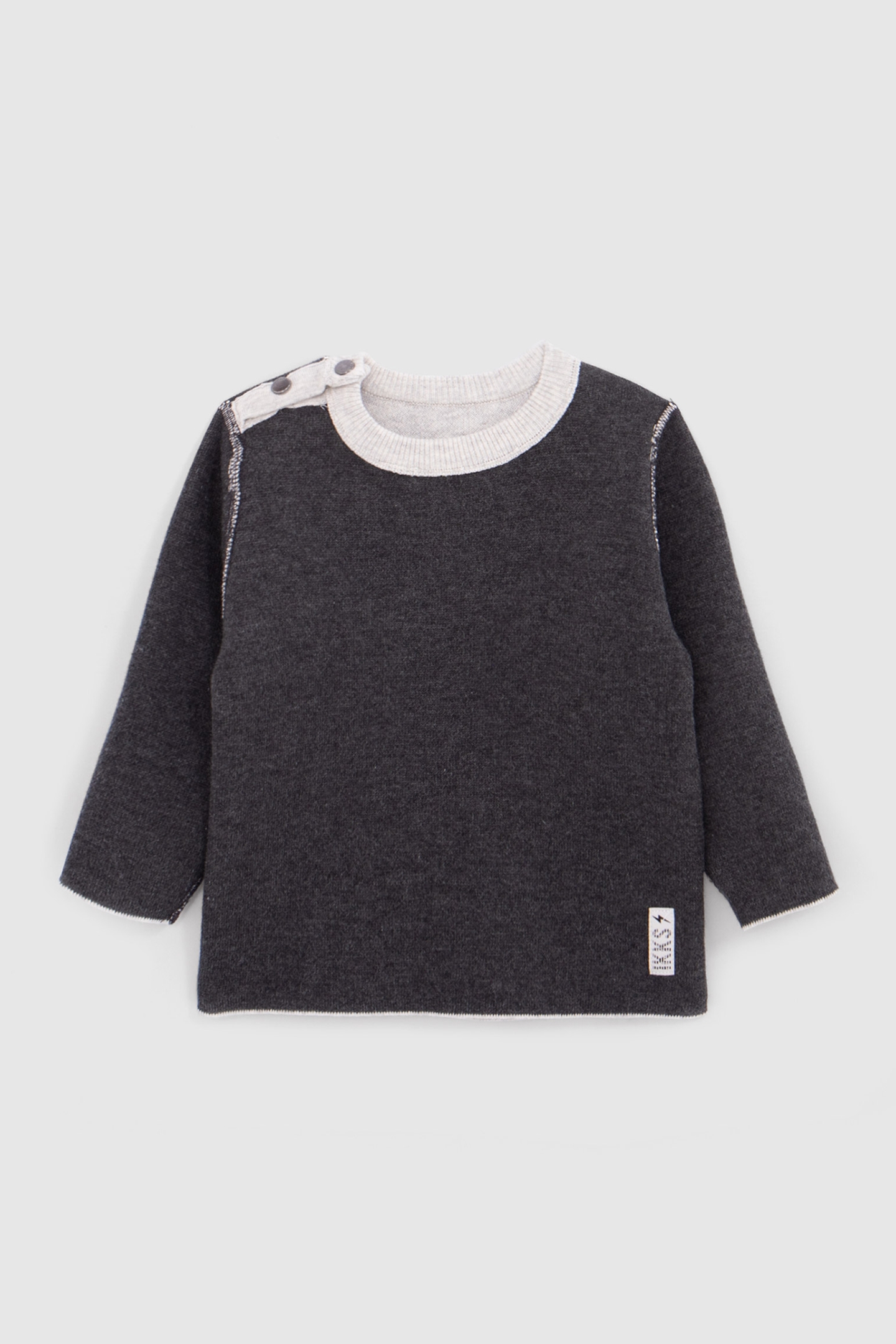 REVERSIBLE KNITTED SWEATER GREY AND DARK GREY BABY BOY 2