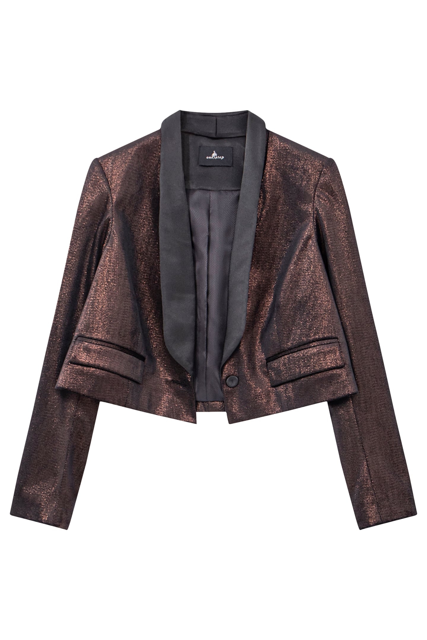 VELMA - SHORT IRIDESCENT CHOCOLATE JACKET 1