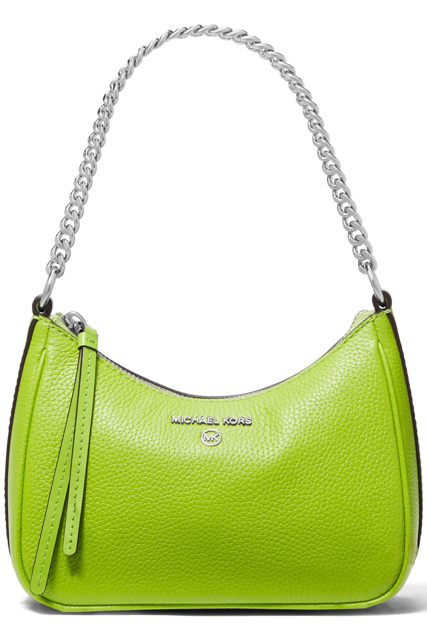 SMALL LEATHER CHAIN POUCHETTE SHOULDER BAG IN LIME 1