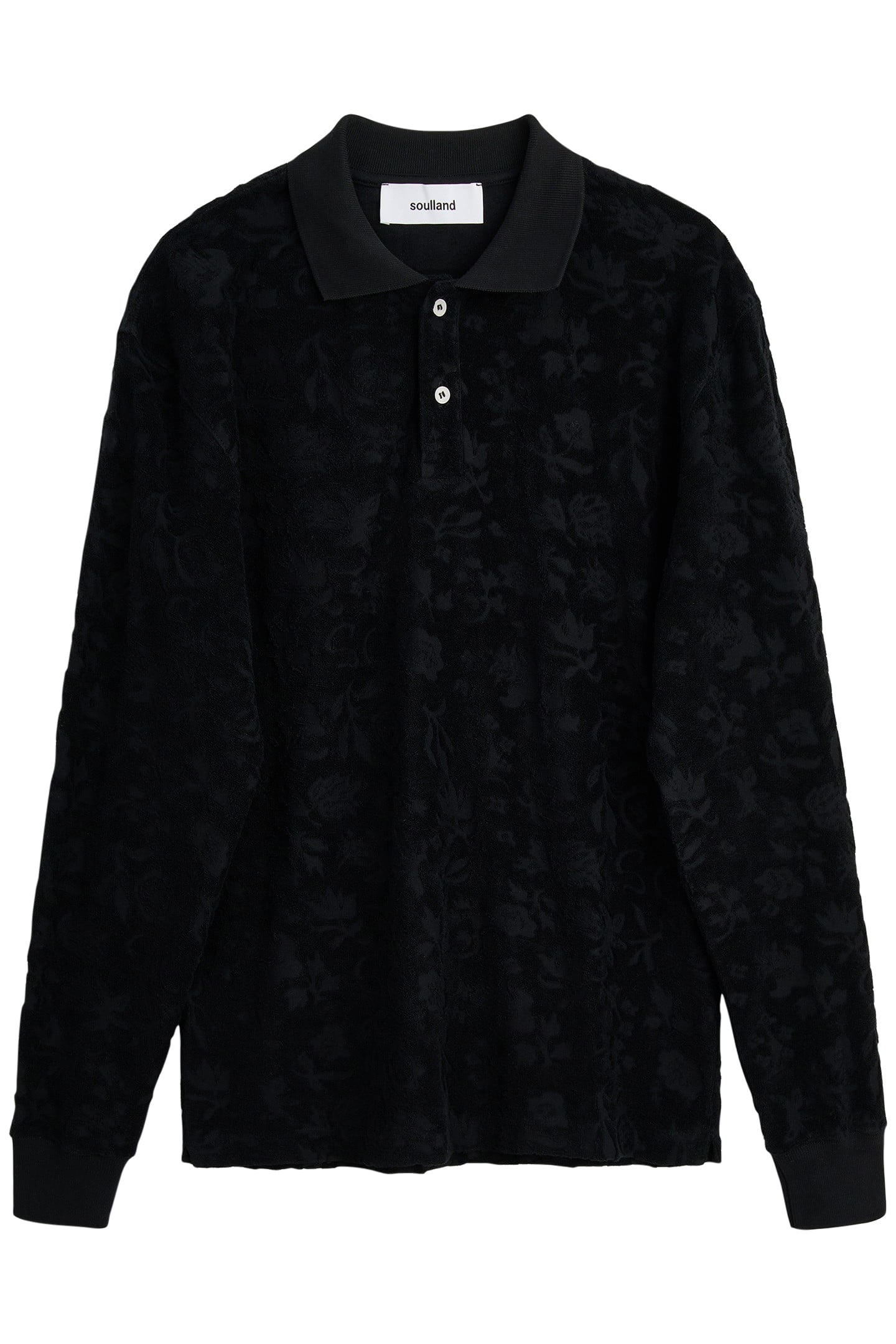 ROBERT PLUSH L/S POLO SHIRT BLACK 1