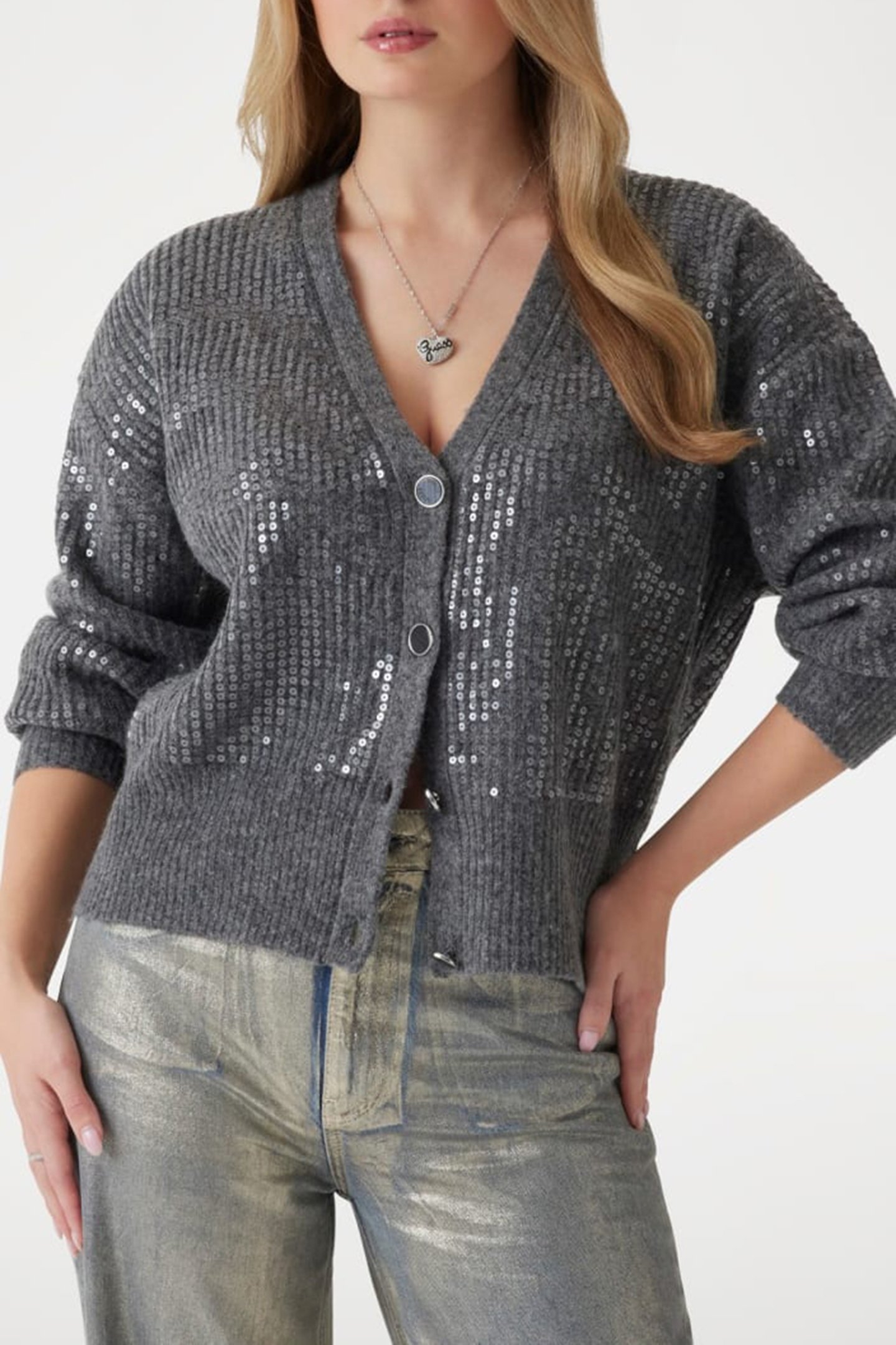 RILEY LS VN SEQUINS DARK GREY HEATHER 1