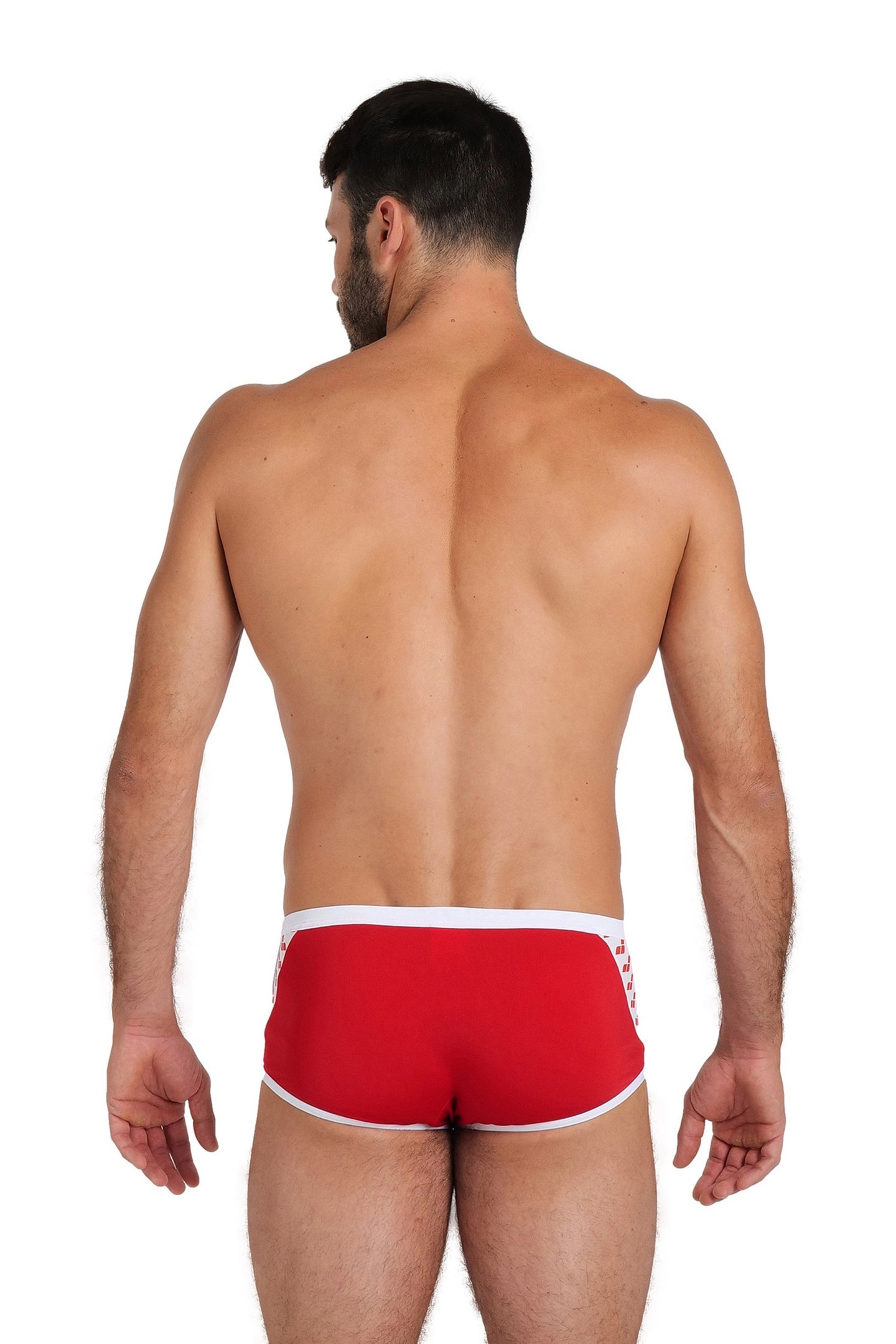 MEN'S ARENA ICONS SWIM LOW WAIST SHORT S RED WHITE 2