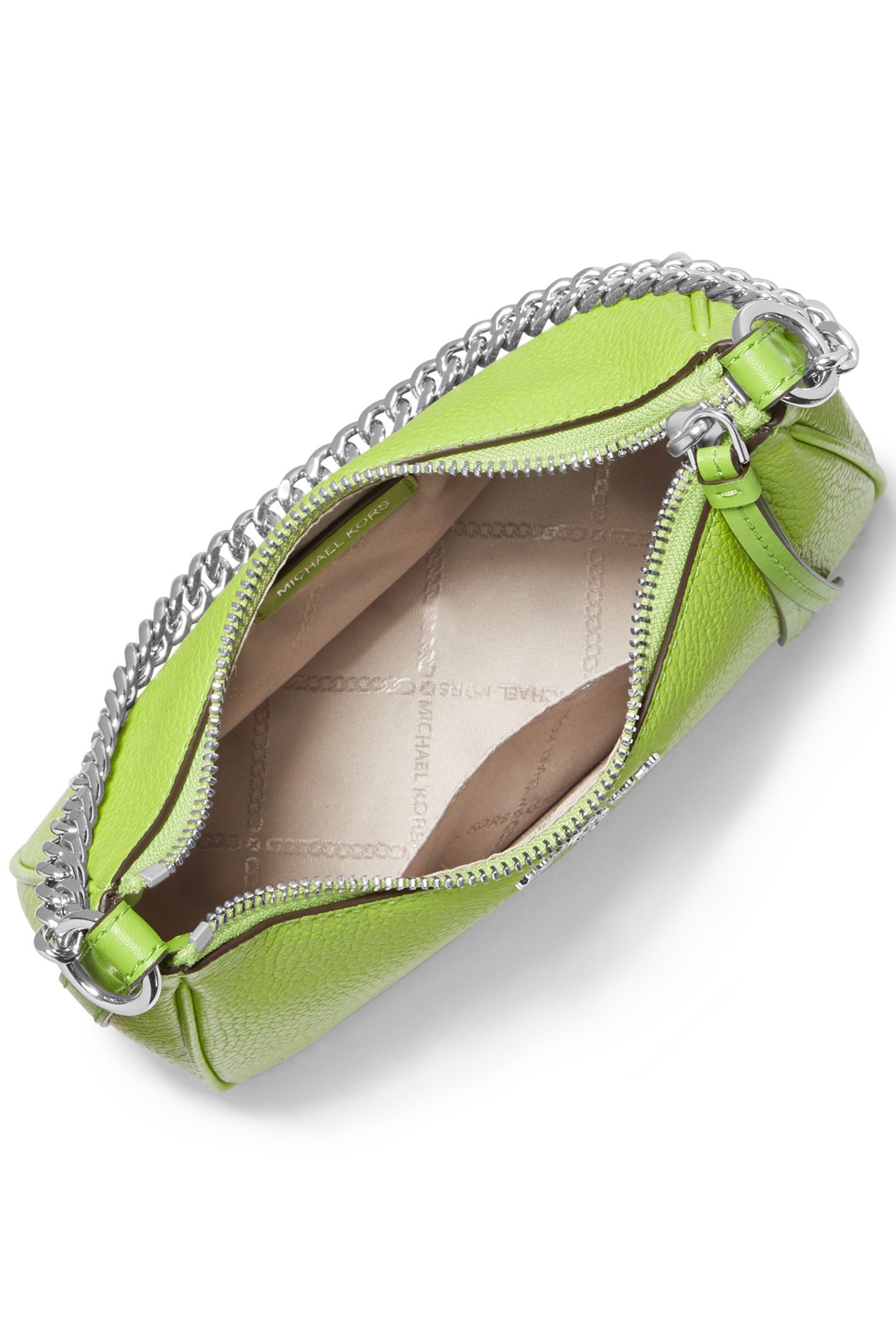 SMALL LEATHER CHAIN POUCHETTE SHOULDER BAG IN LIME 4