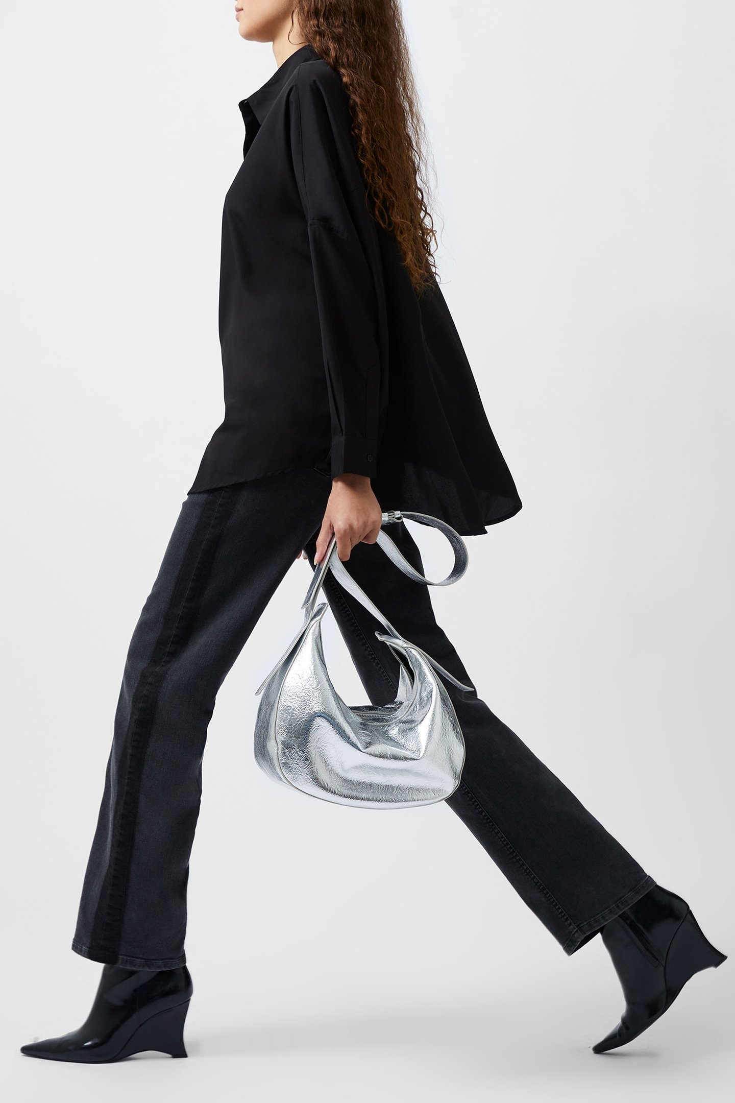 CAPRINA CREPE LS BUTTON SHIRT BLACK 4