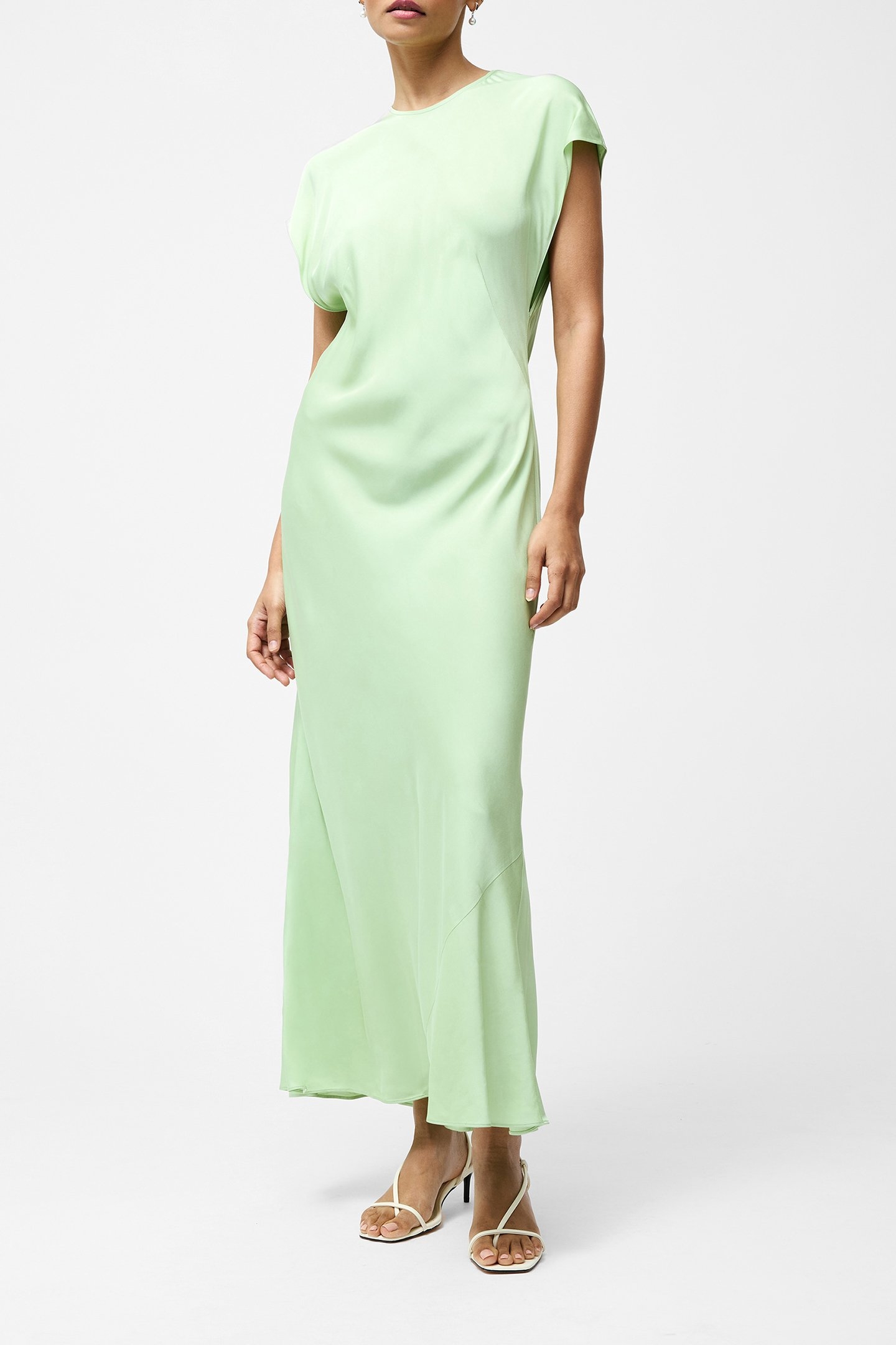 ENNIS SATIN COLUMN SHAPE DRESS APPLE GREEN 1