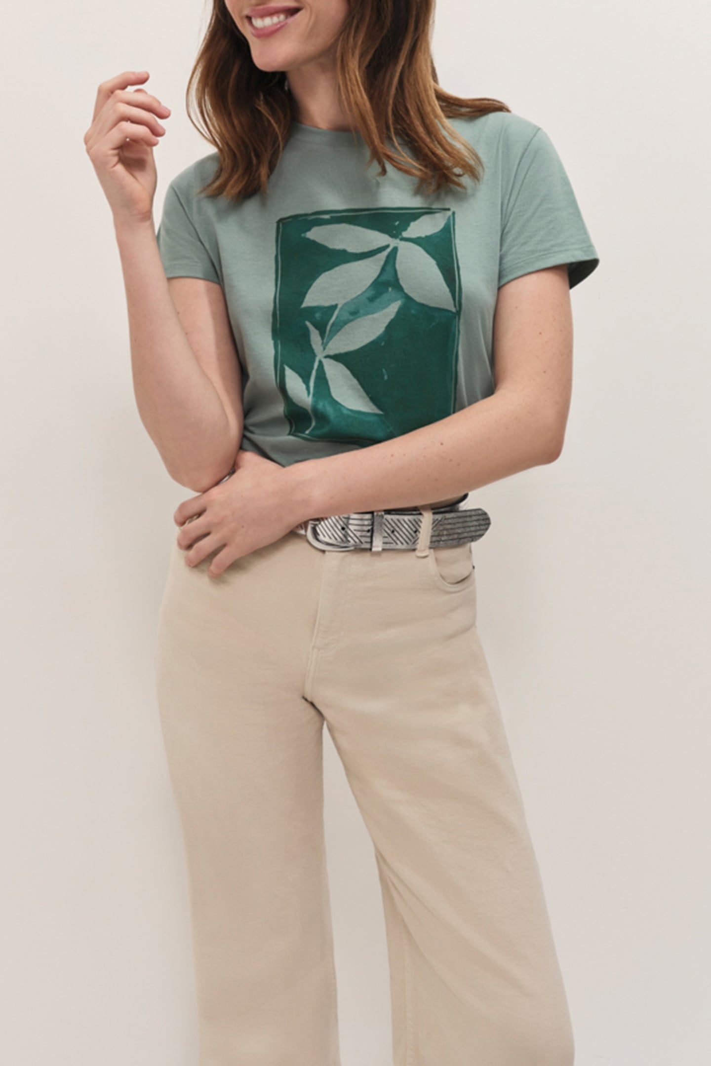 MASTER CELADON T-SHIRT WITH FOLIAGE PRINT INSPIRED BY PAINTI 5