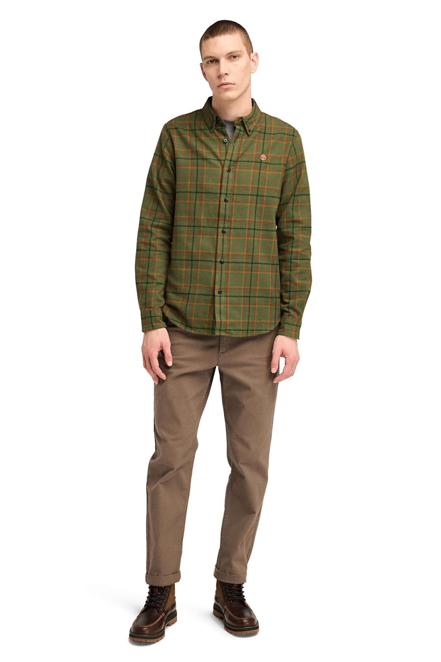 MIDWEIGHT FLANNEL CHECK SHIRT DARK WHEAT BOOT 1
