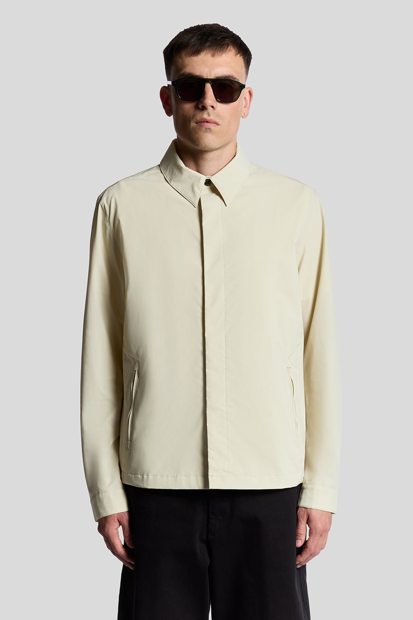 ZIP THROUGH NYLON OVERSHIRT GREY TAUPE 1