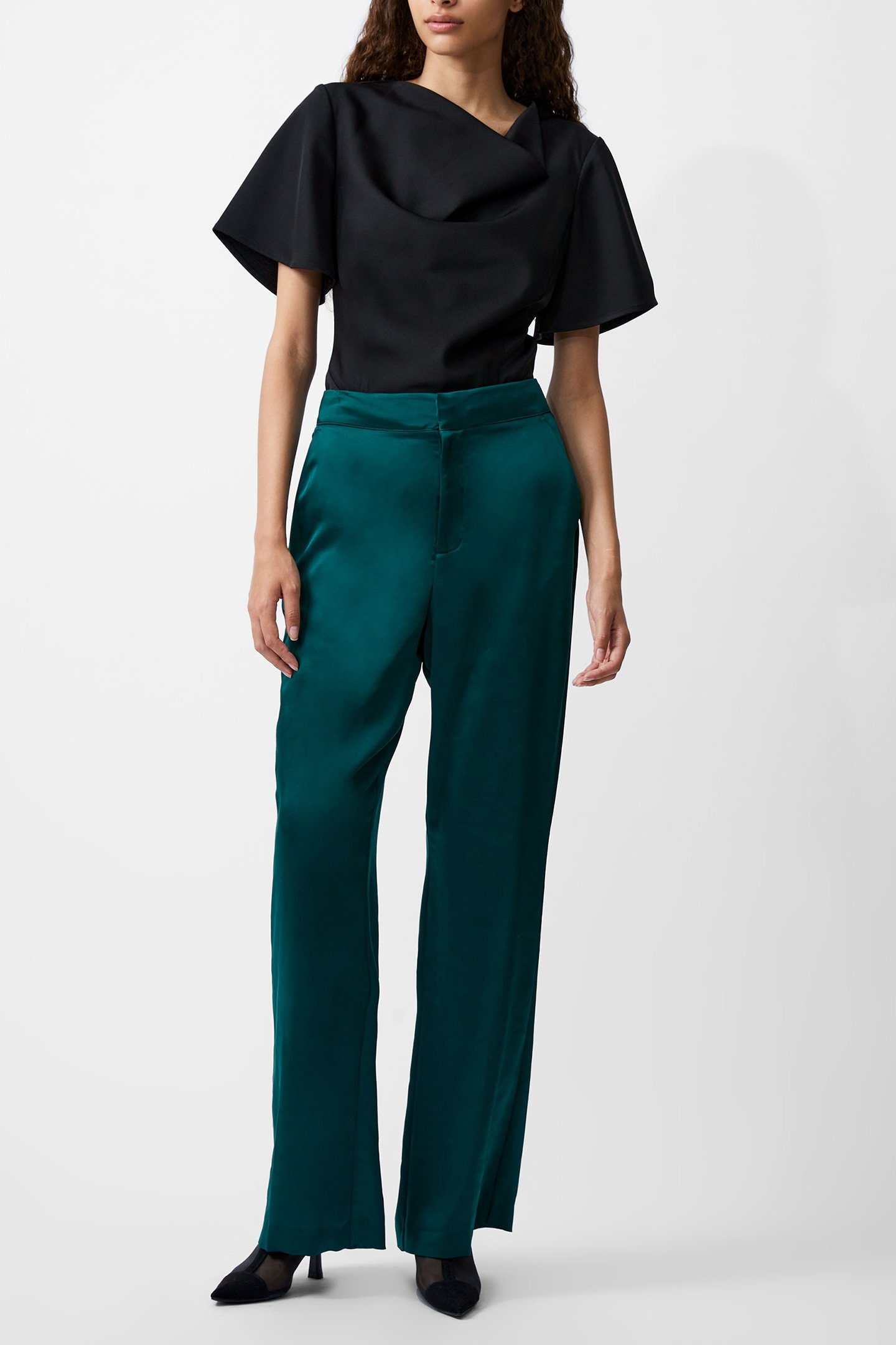 CAREY SATIN TROUSER FOREST 1