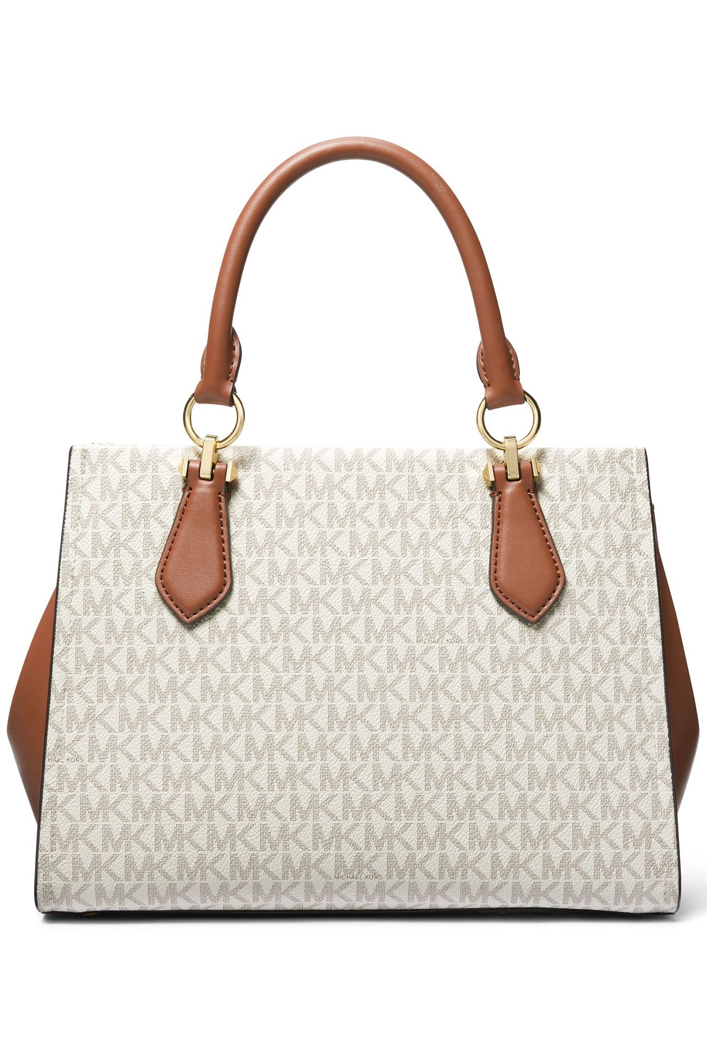 MEDIUM LEATHER SATCHEL BAG IN CREAM AND BROWN 3