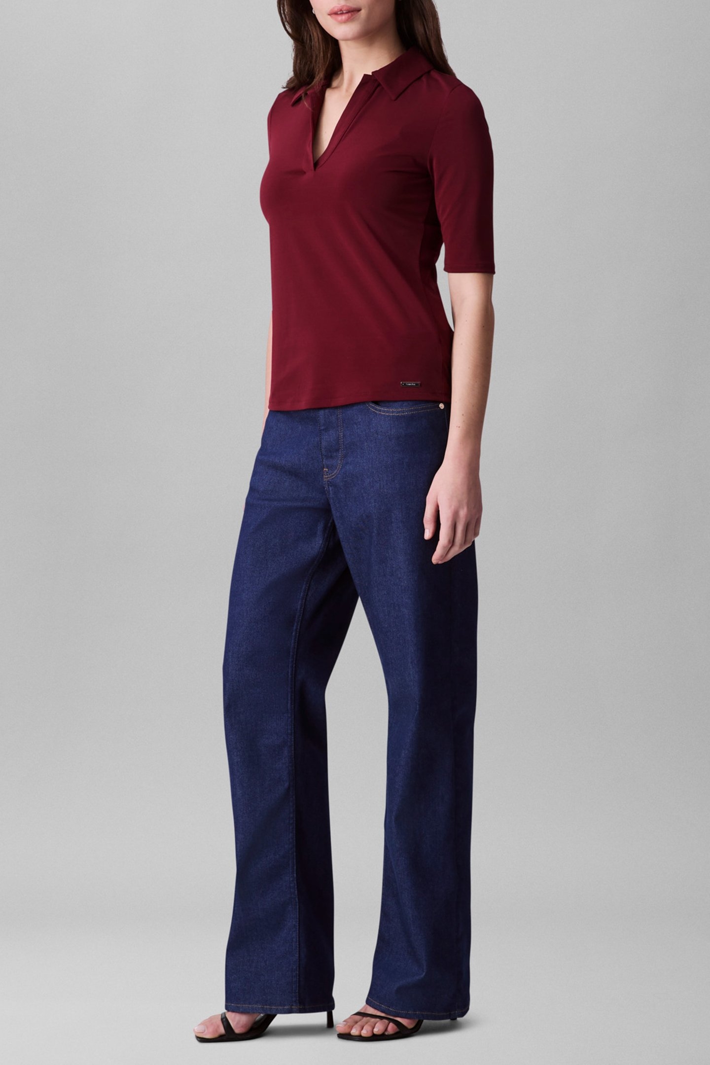 HS CREPE JERSEY POLO DEEP ROUGE 2