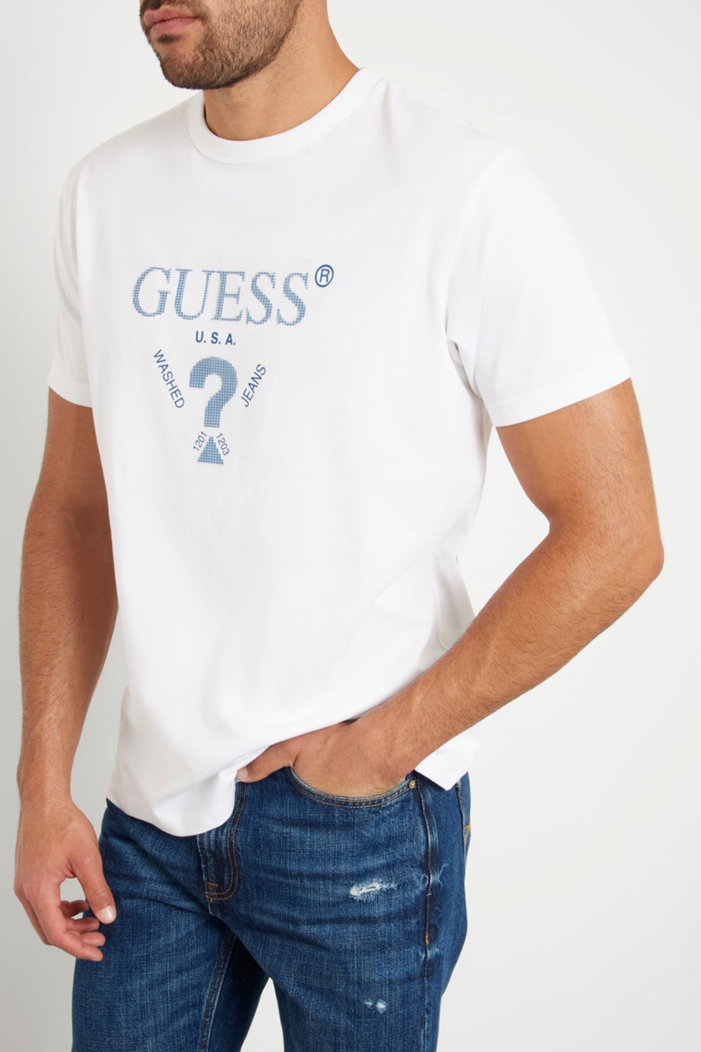 GUESS ECO SS CN TREATED TRIANG PURE WHITE 5