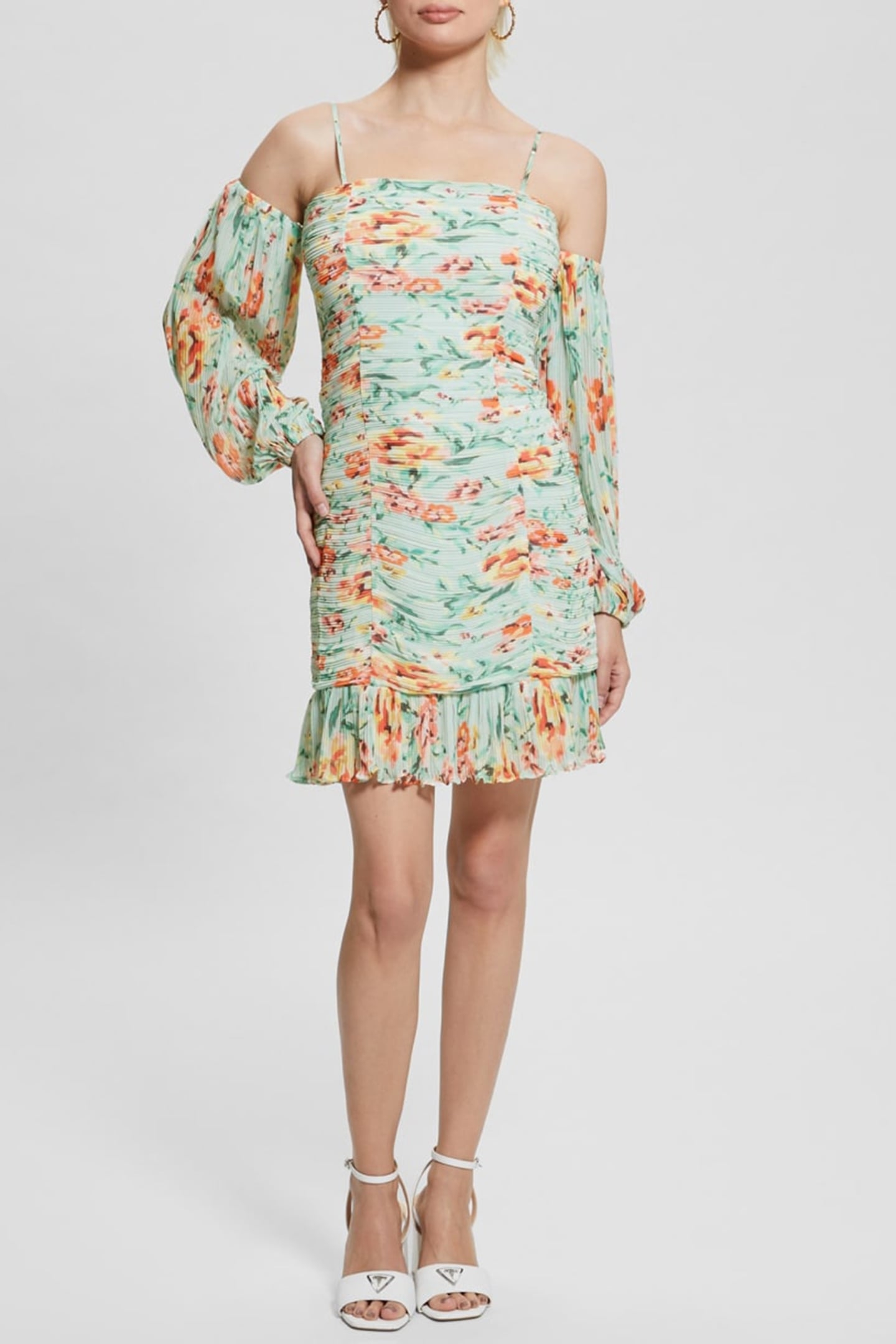 GUESS ECO LS TIFFANY DRESS ROSE MEADOWS PRINT 3